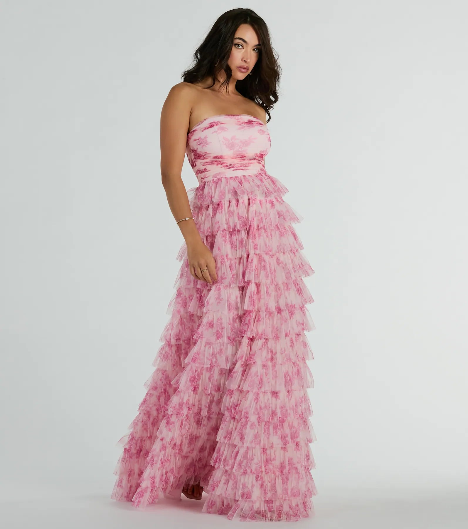 Liliane Garden Rose Ruffled A-Line Formal Dress