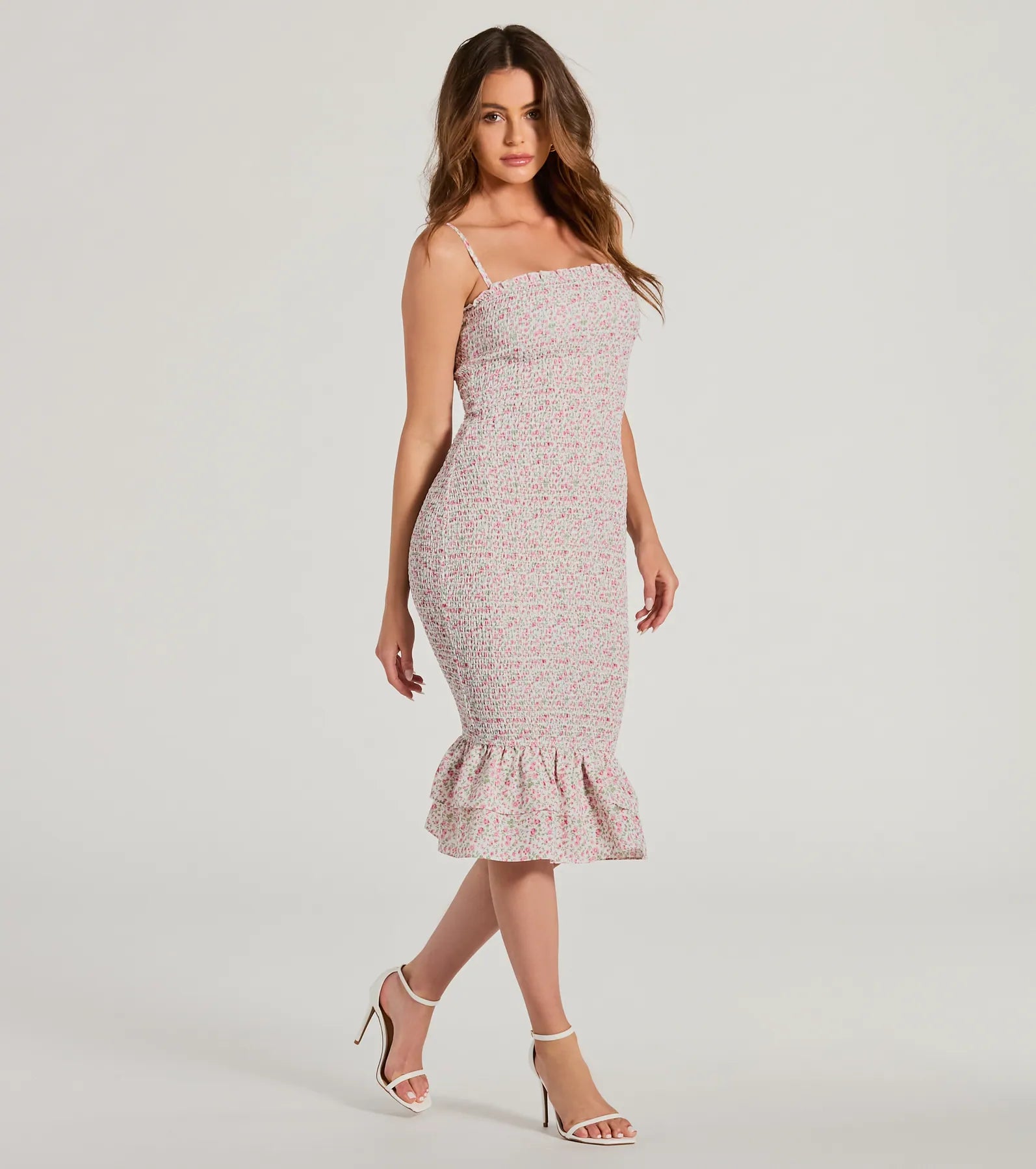 Dreamiest Summer Smocked Floral Chiffon Midi Dress