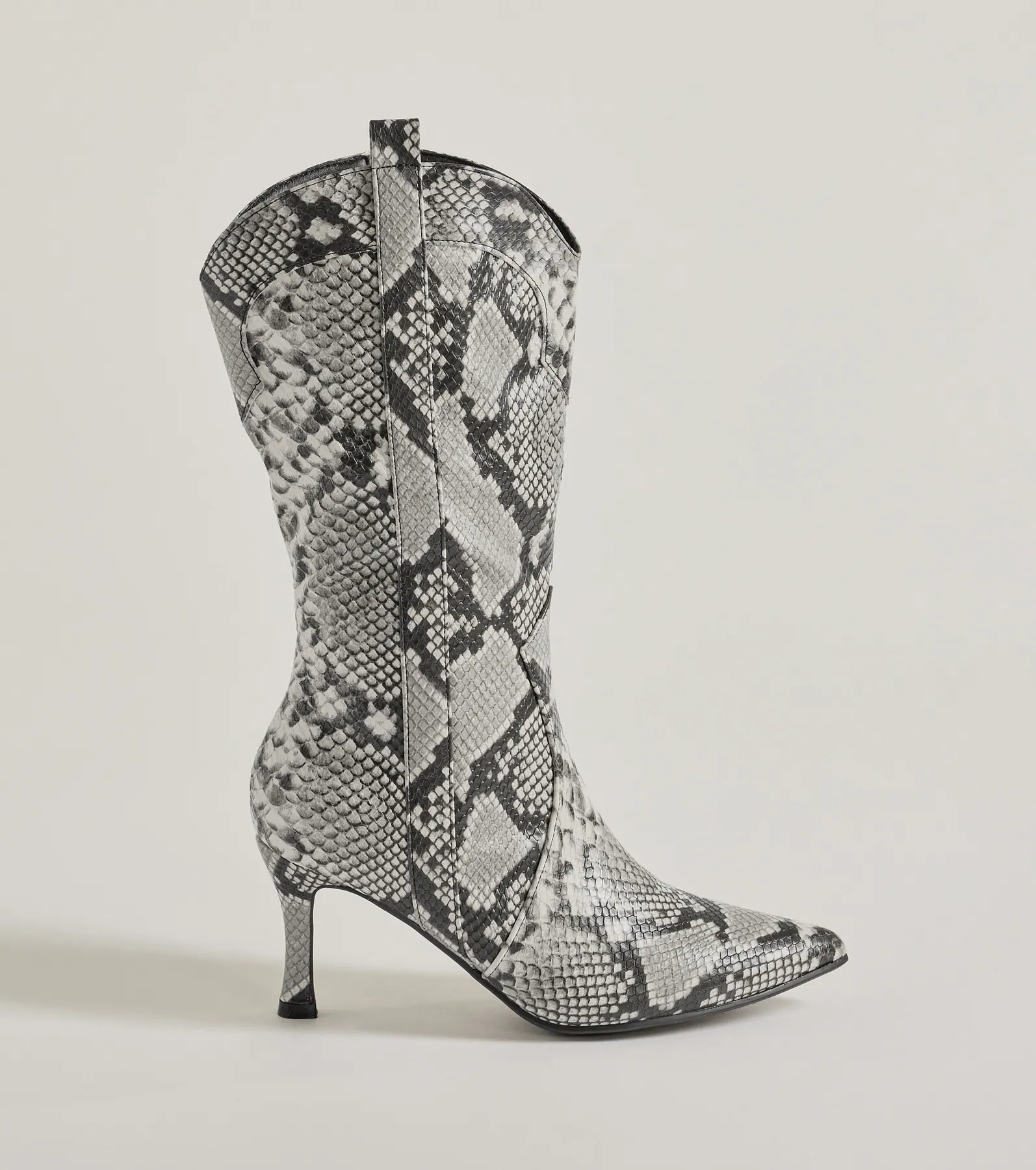 Sassy Aura Faux Leather Stiletto Snake Boots