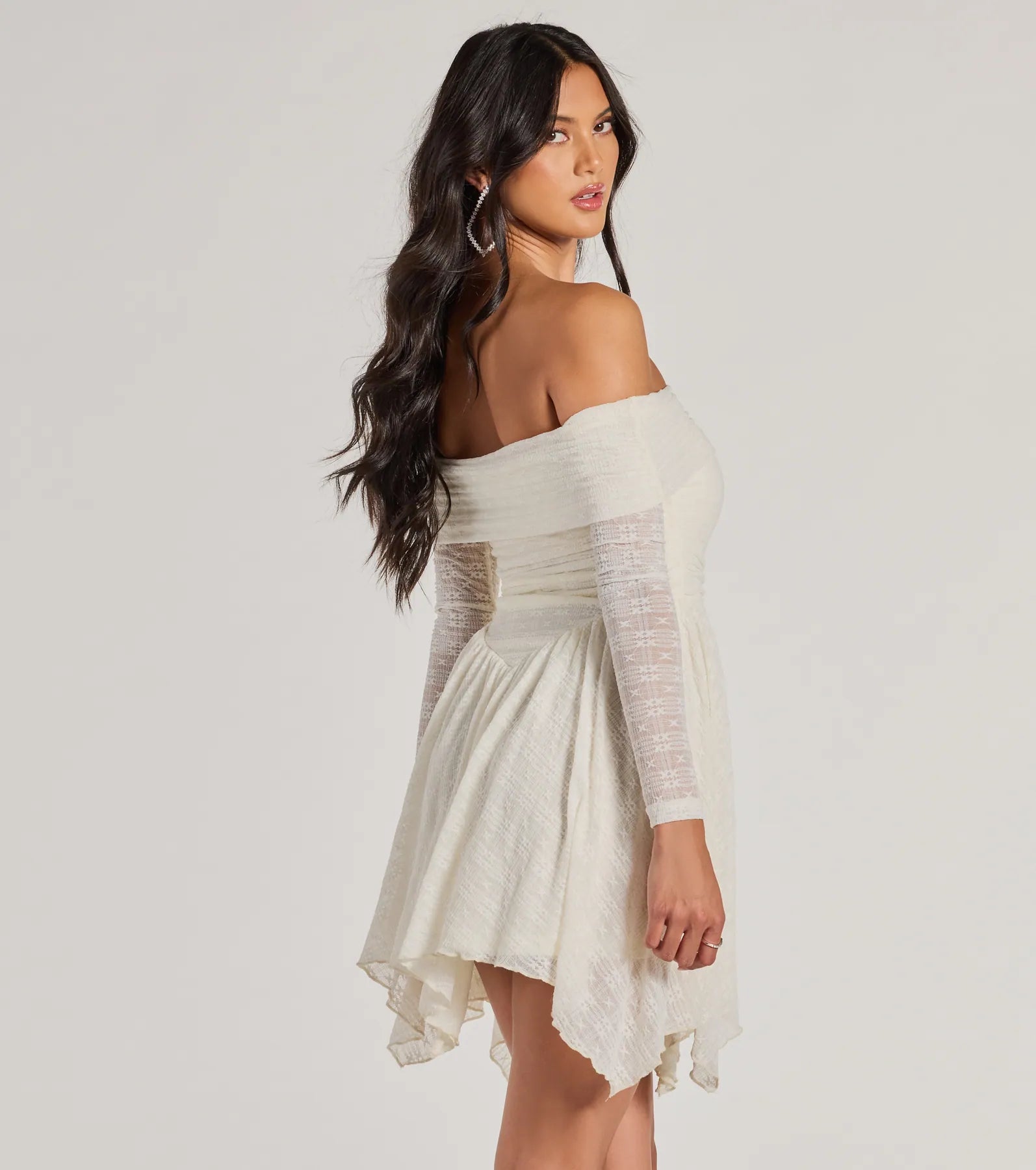 Bohemian Chic Lace Off-The-Shoulder Skater Dress