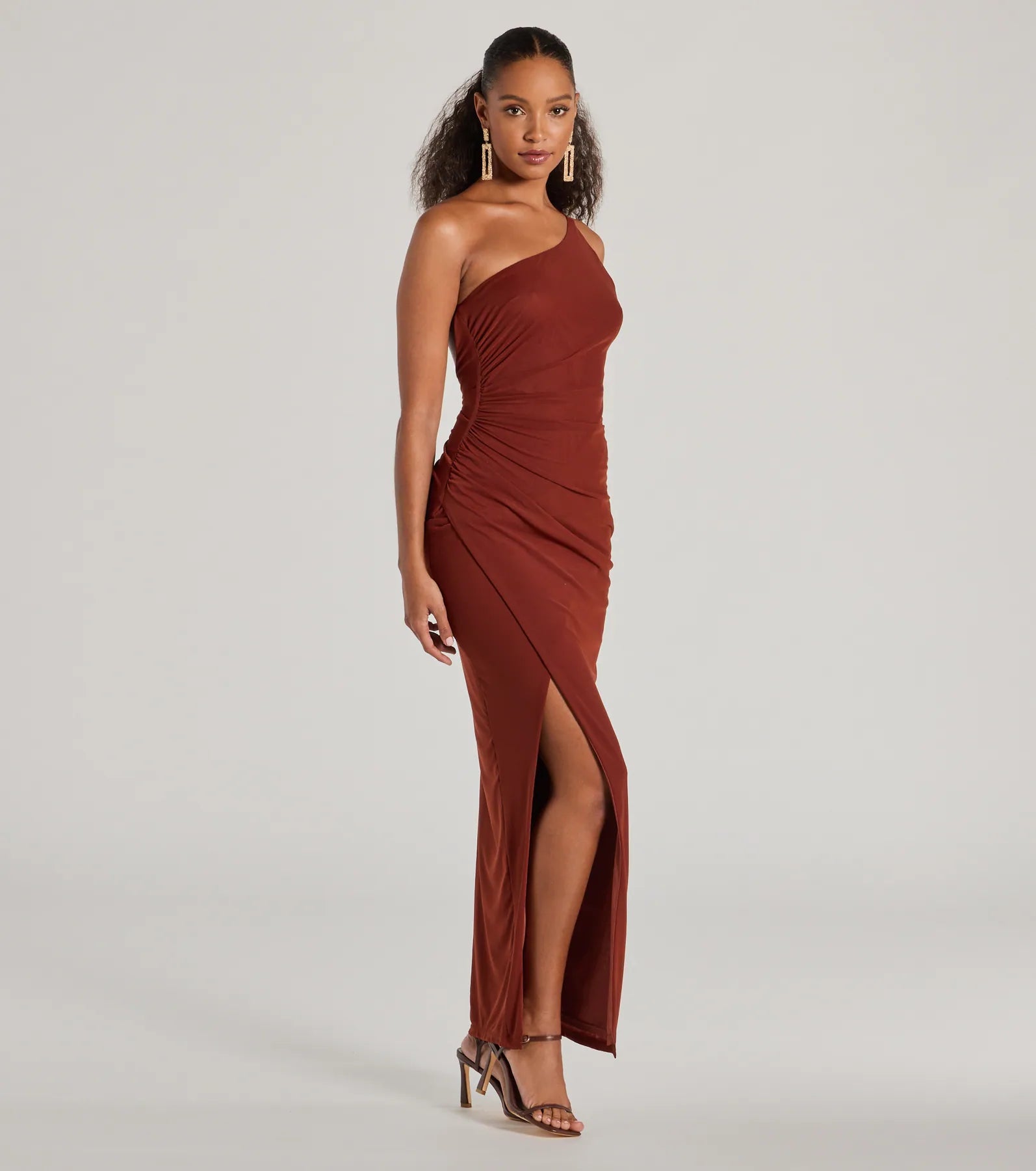 Carrie One Shoulder Open Back Mesh Formal Dress