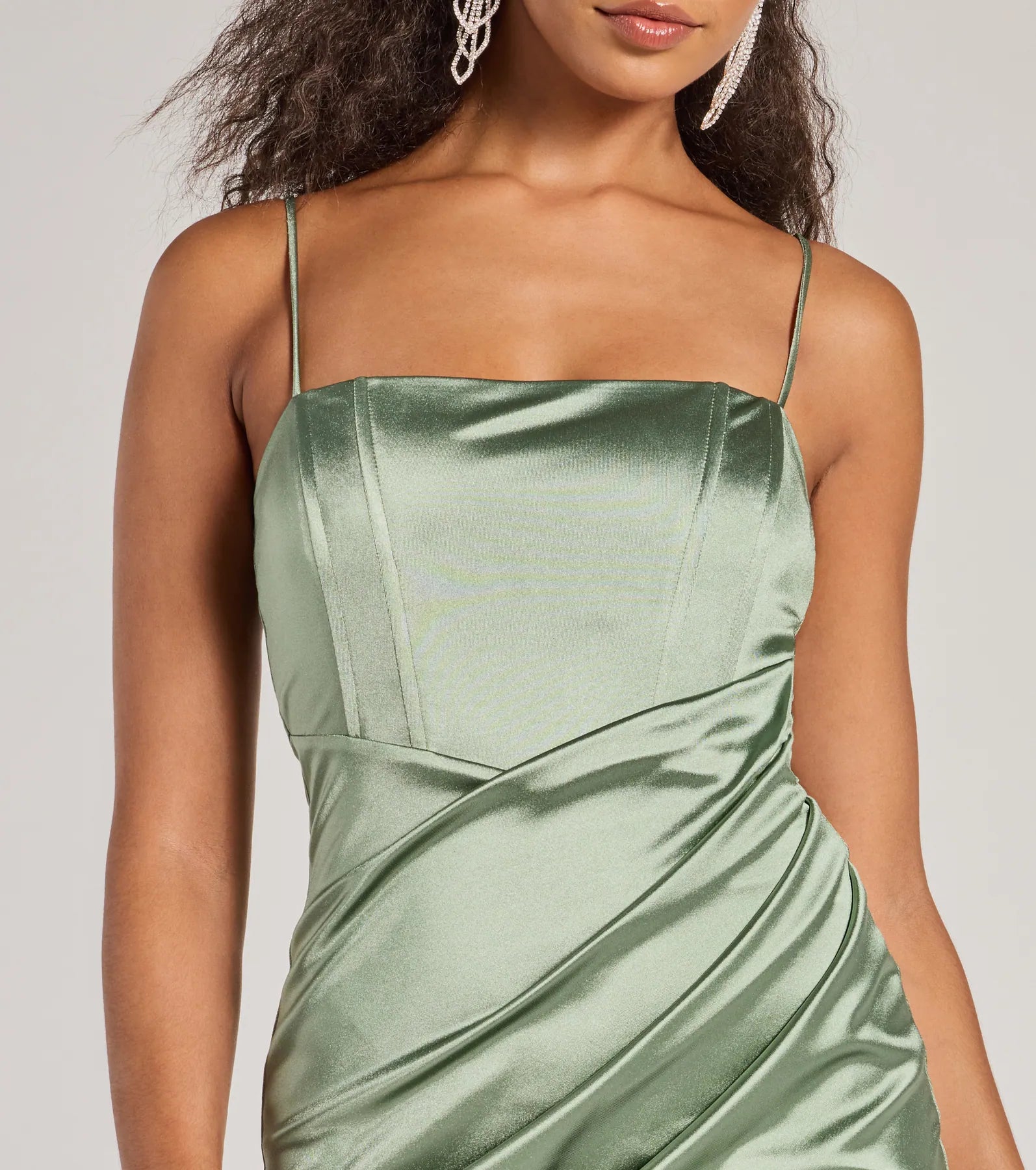 Harriet Formal Satin Corset Midi Dress