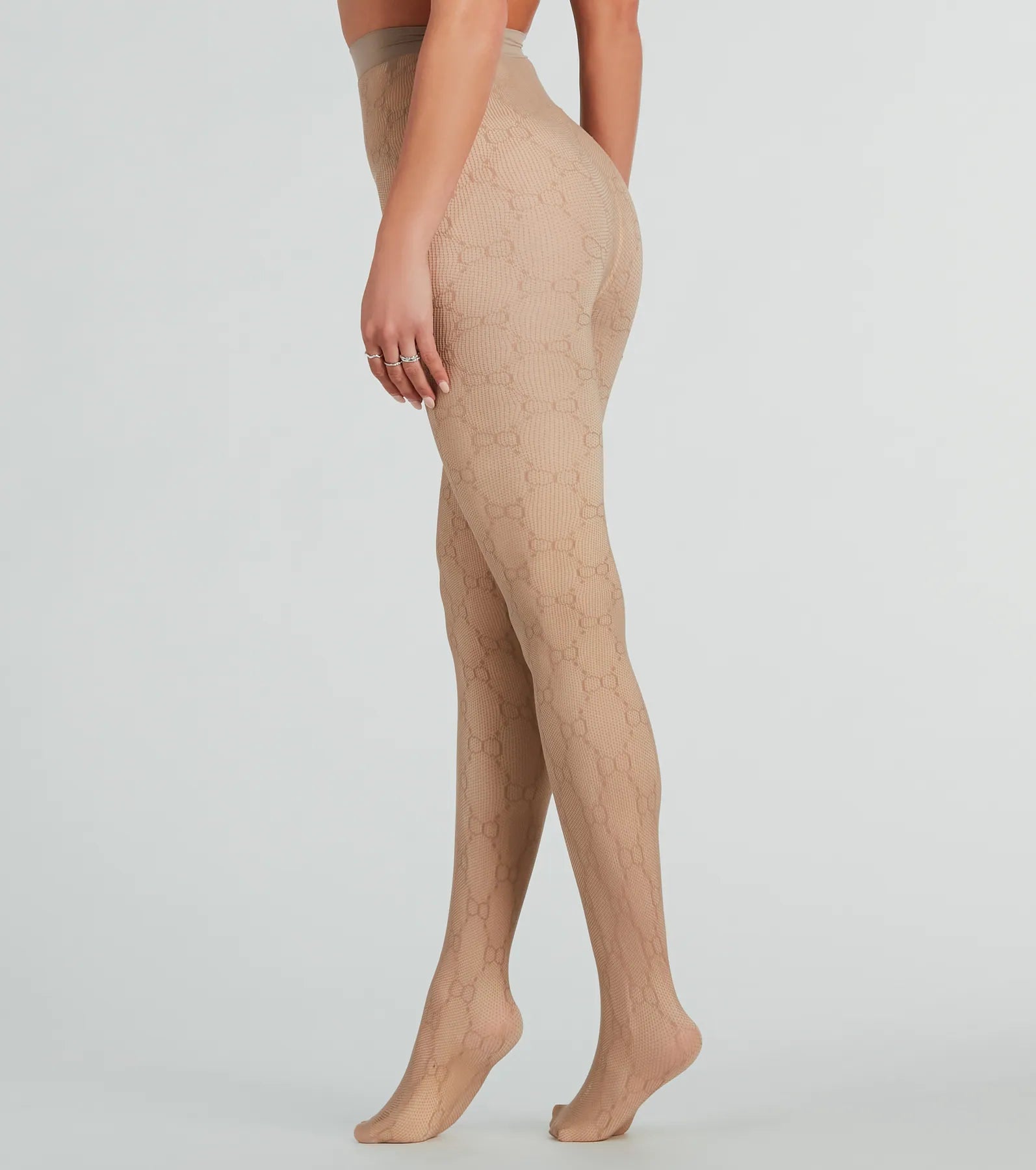 Trendy Allure Faux Sheer O-Ring Tights