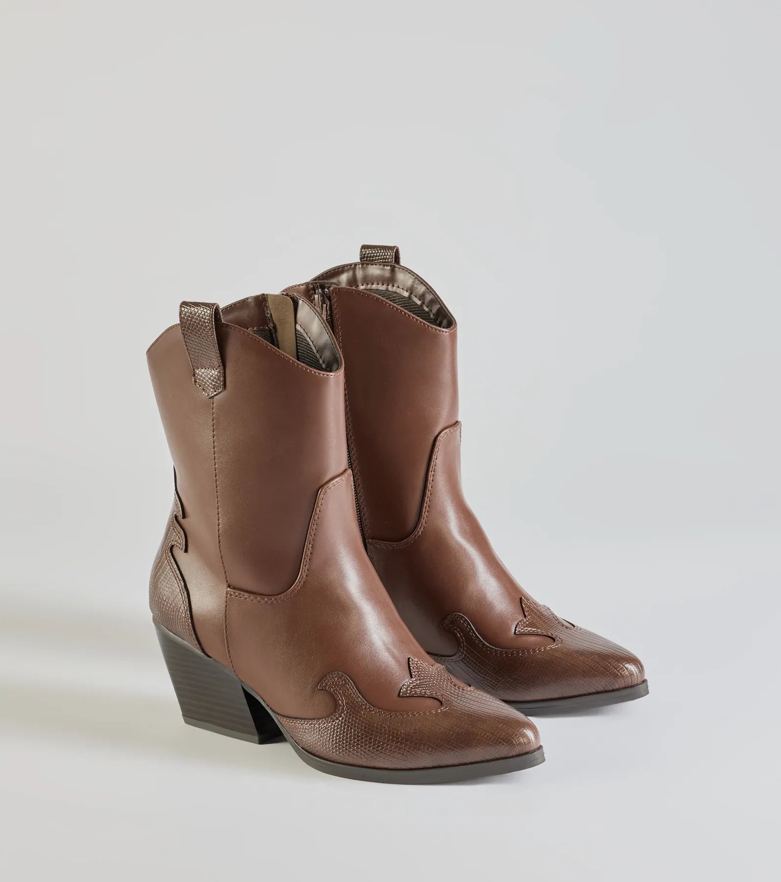 Edgy-Chic Faux Leather Western Booties