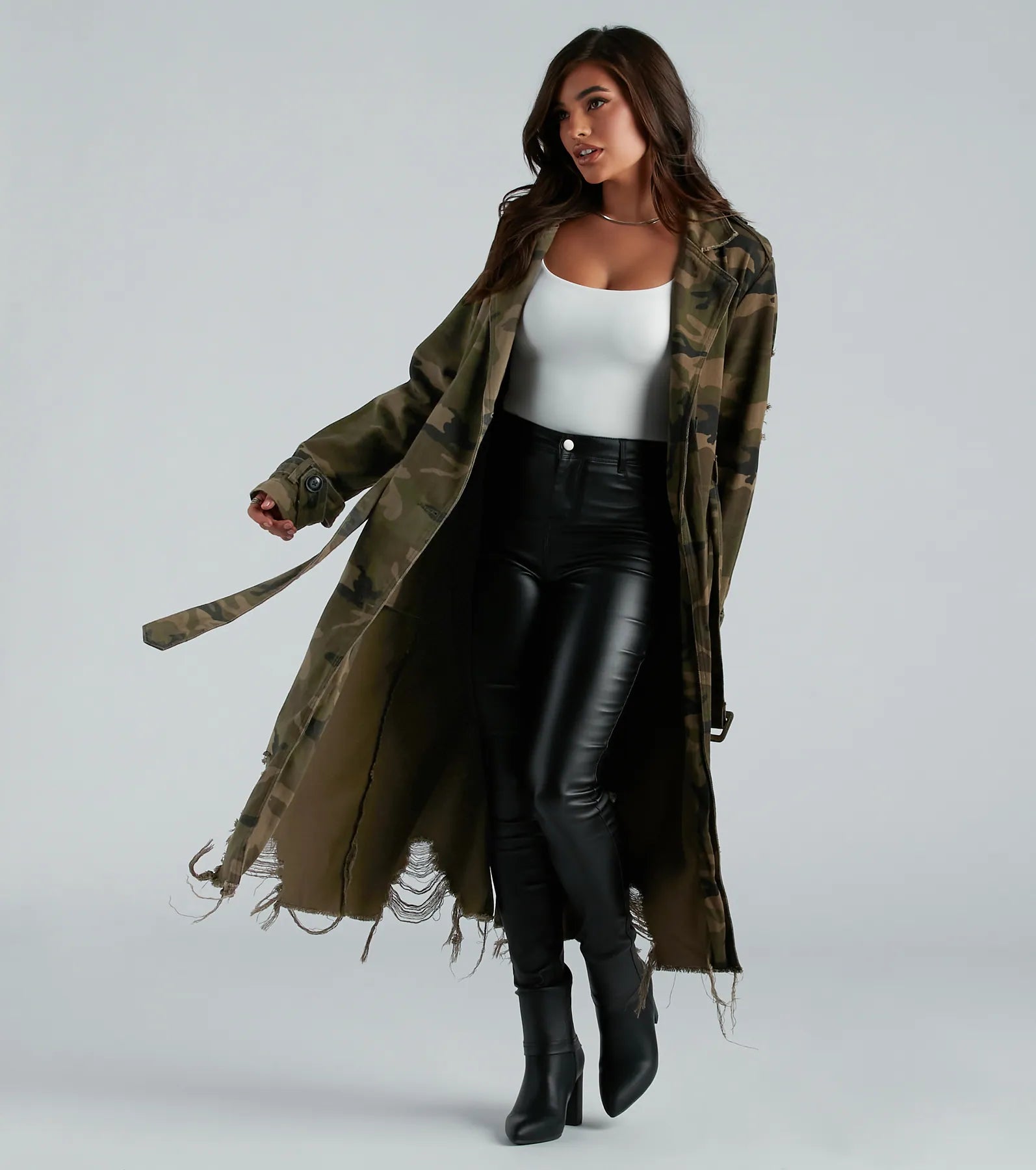 Salute Your Style Camouflage Belted Trench