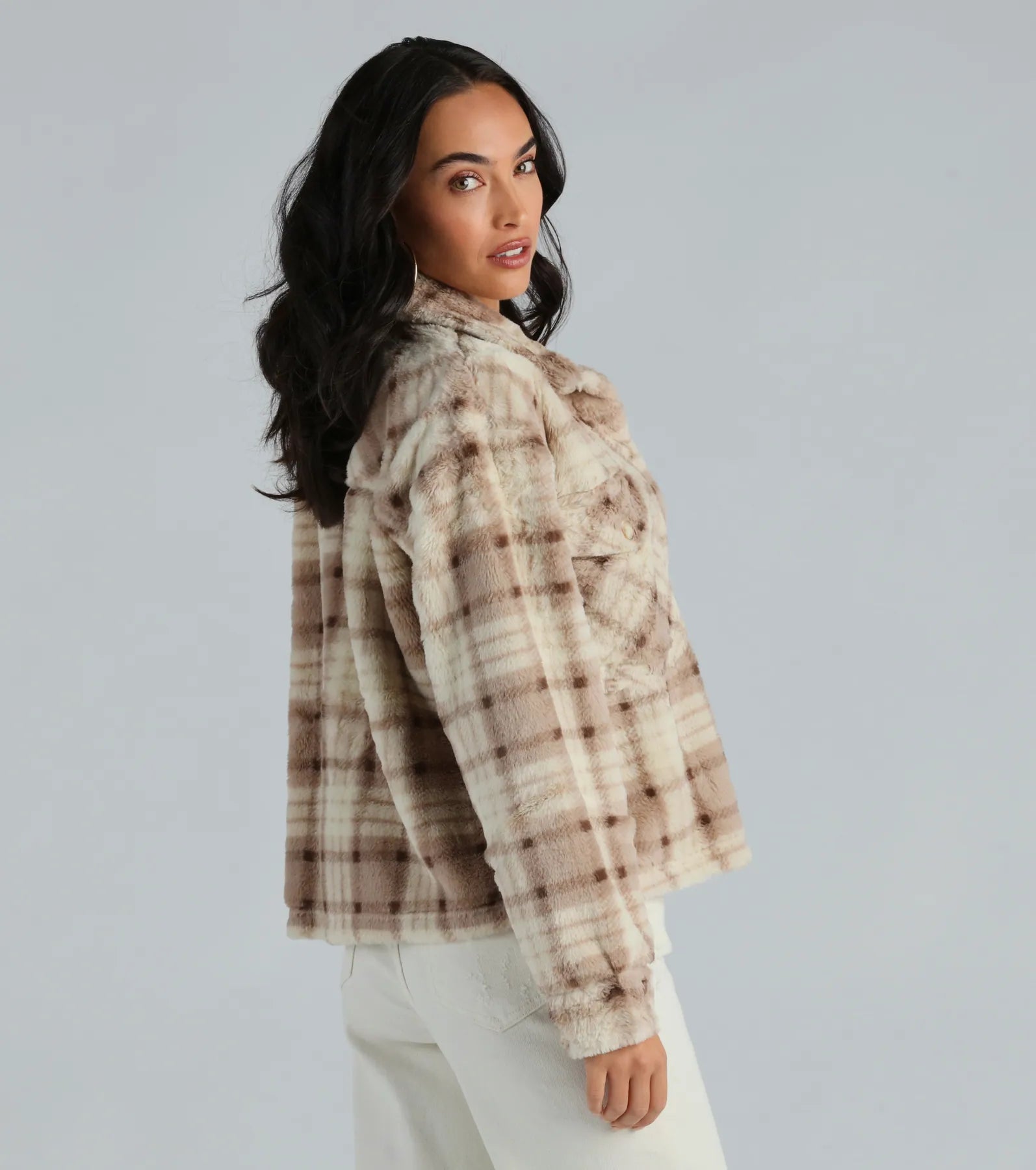 Cozy Days Faux Fur Plaid Shacket