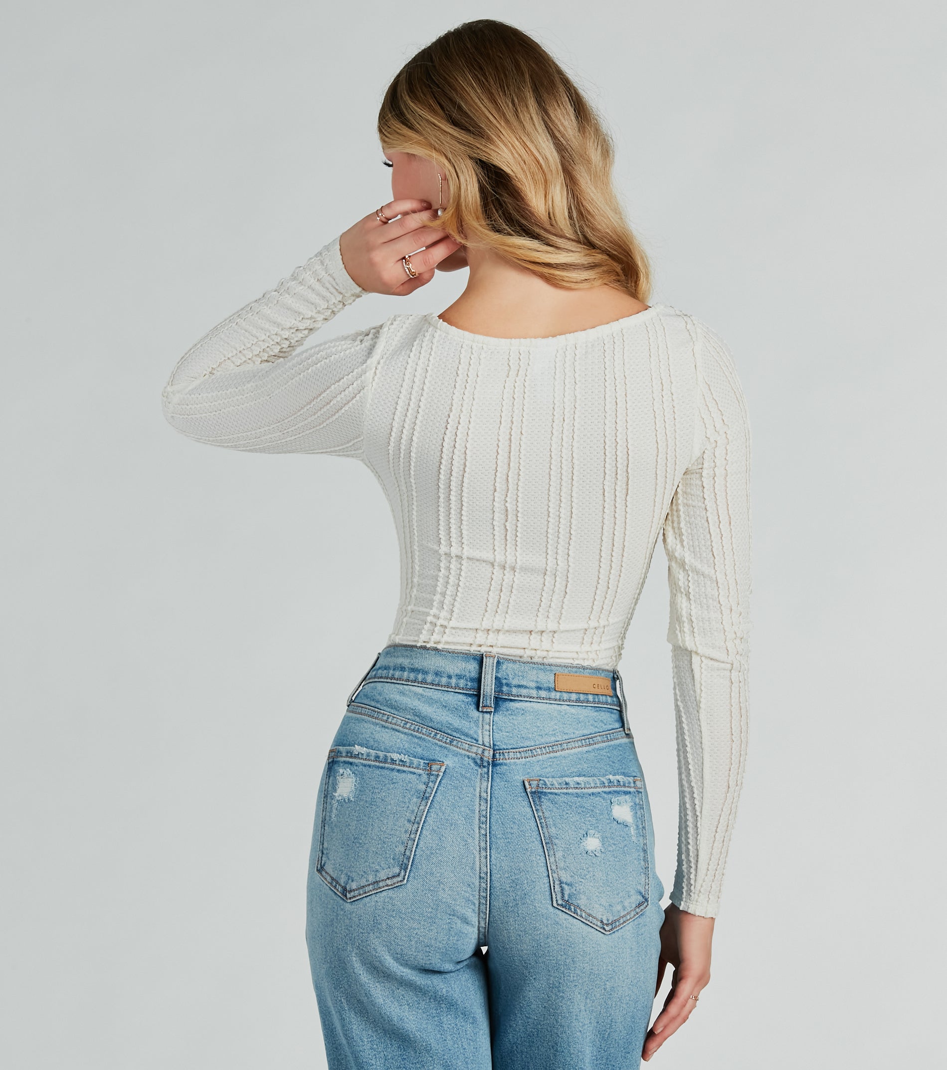 Revival Texture Knit Long Sleeve Bodysuit