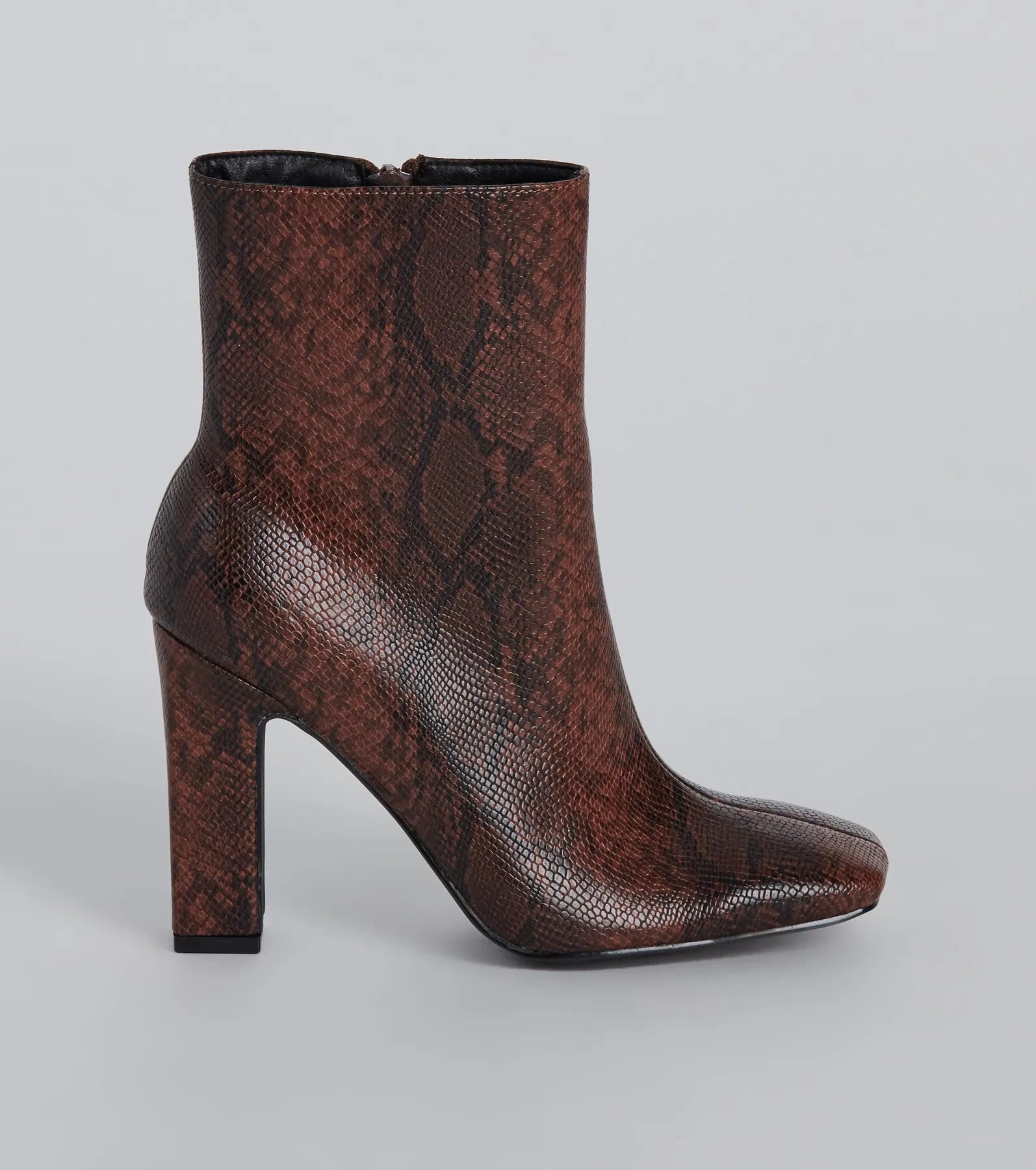 Chic Moves Snake Print Faux Leather Booties