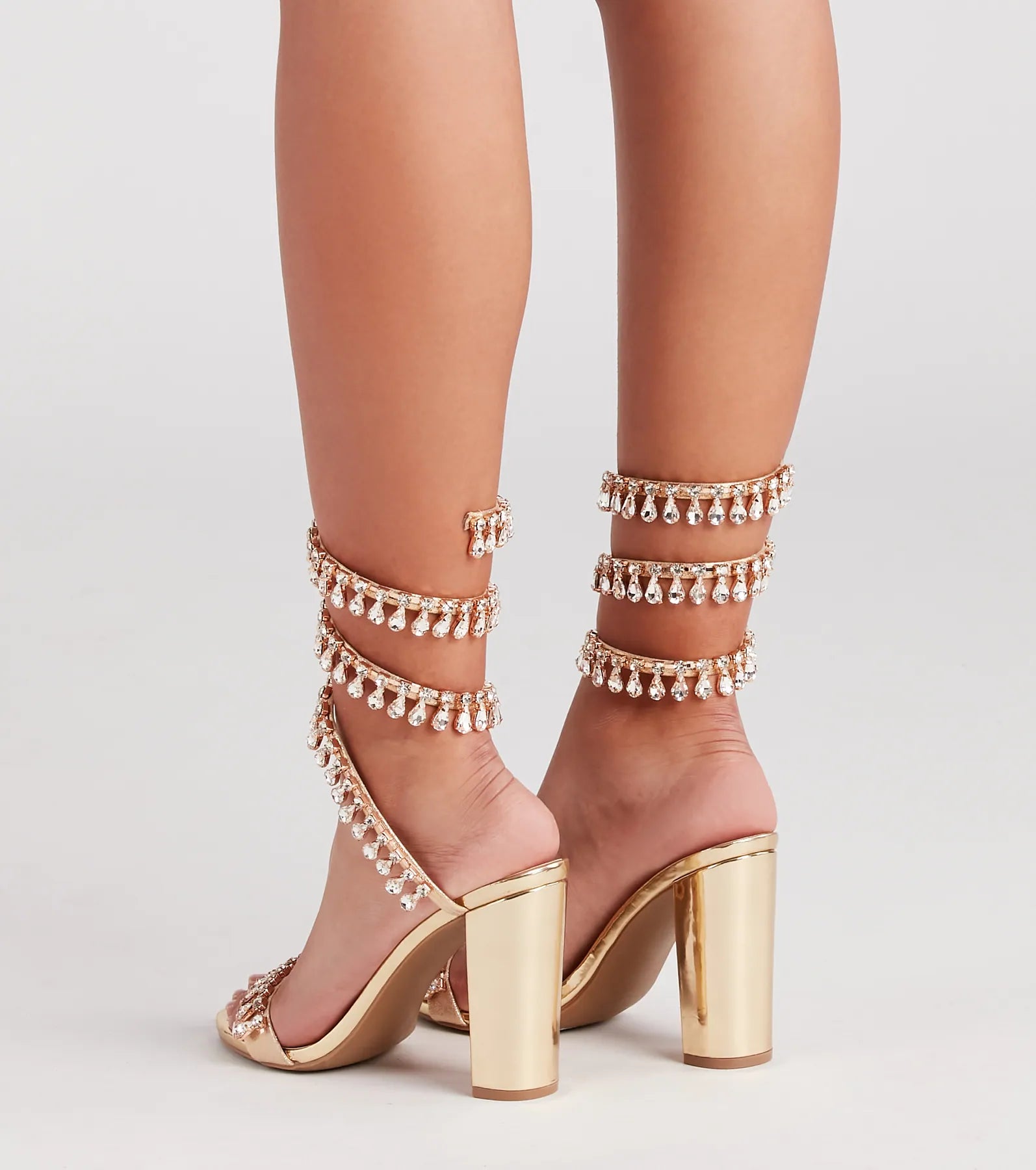 Ultimate Glamour Gemstone Spiral Block Heels