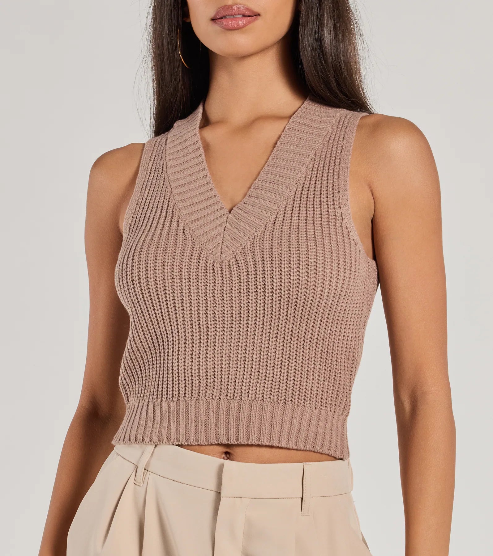 Preppy Babe V-Neck Cropped Sweater Vest