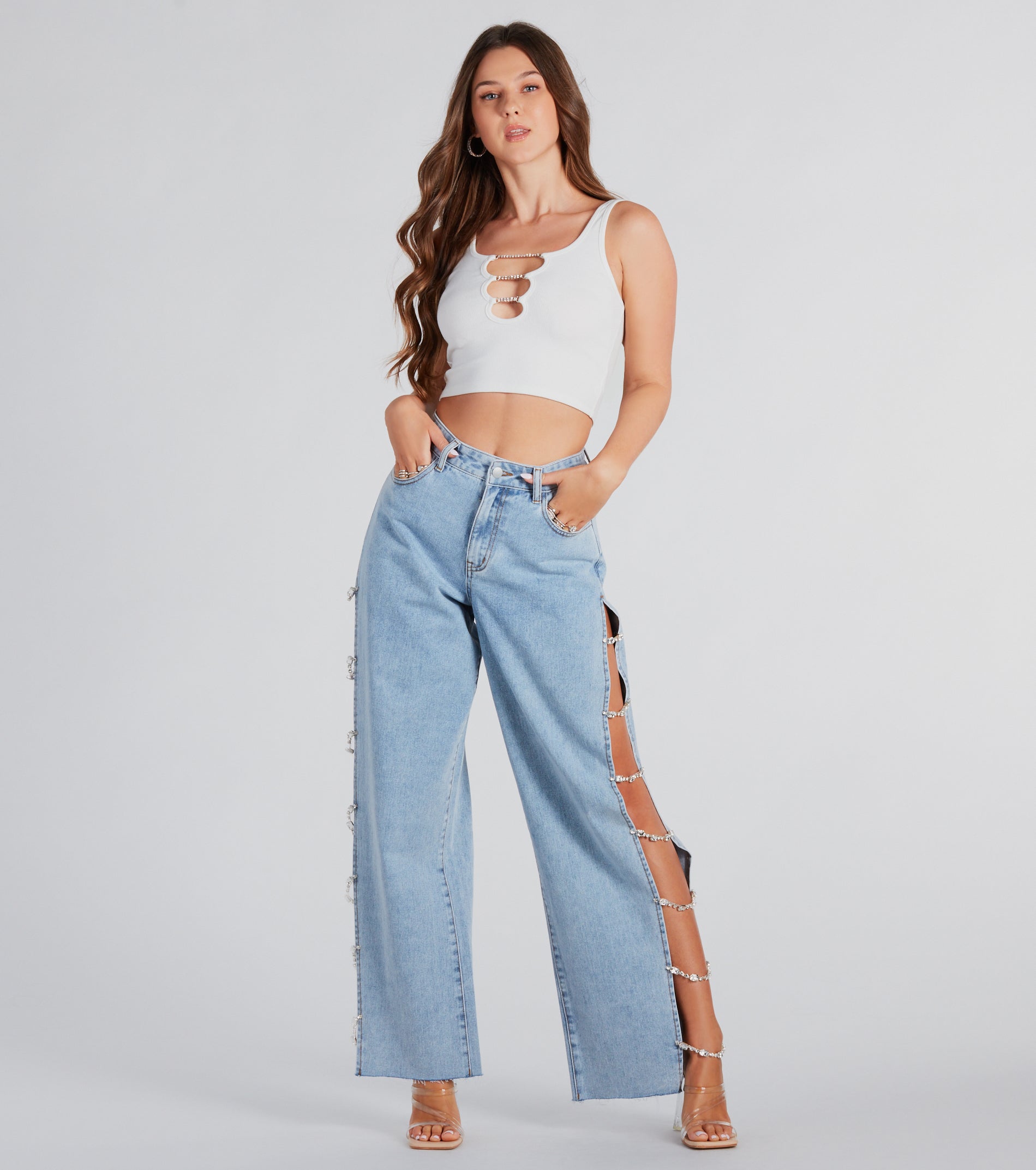 Glam Crush High-Rise Gemstone Denim Jeans