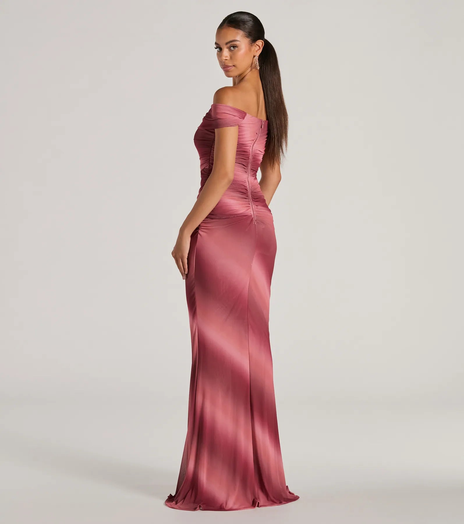 Abbie Off-The-Shoulder Mermaid Ombre Formal Dress