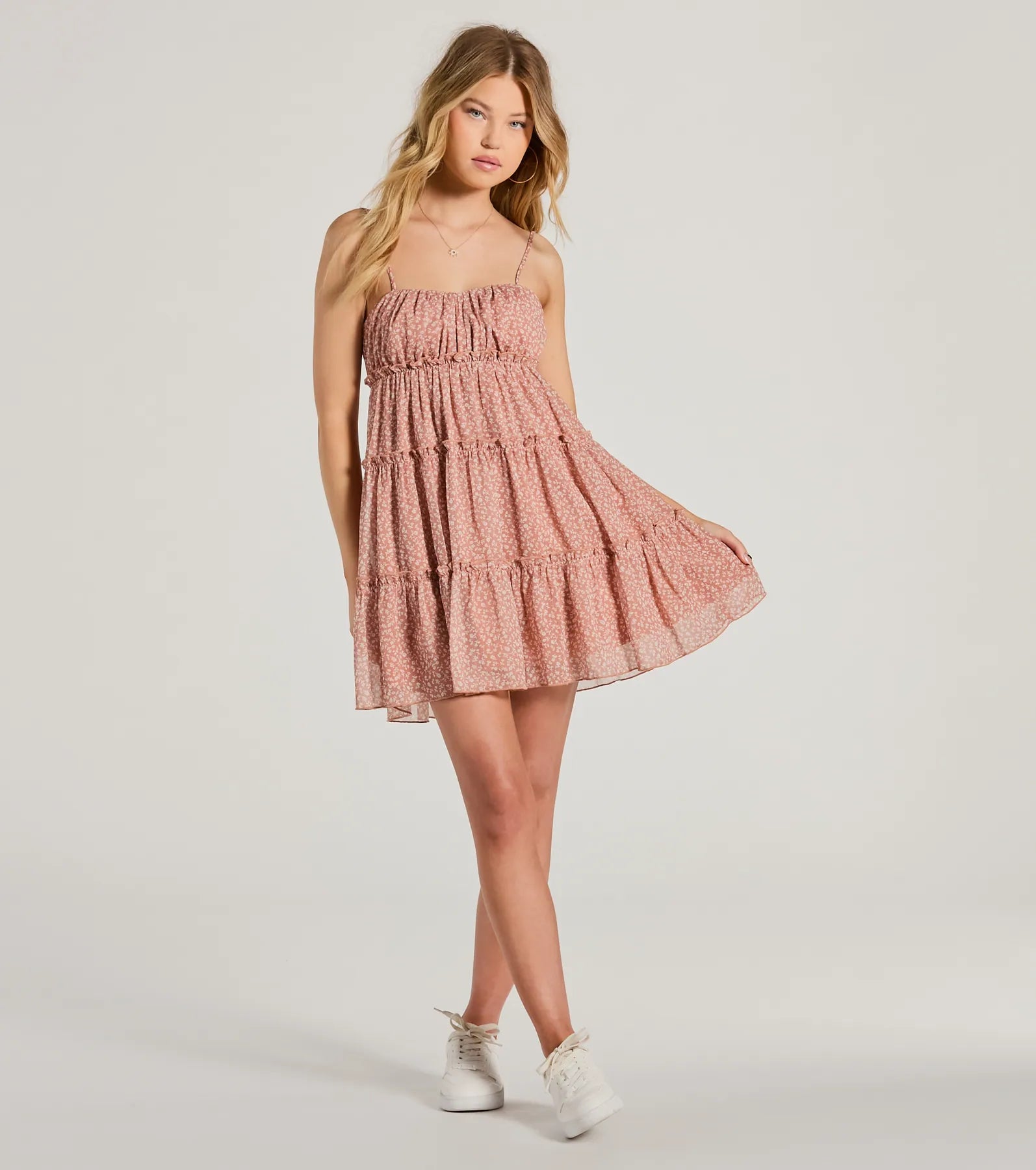 Sweetest Look Ditsy Floral Chiffon Babydoll Dress