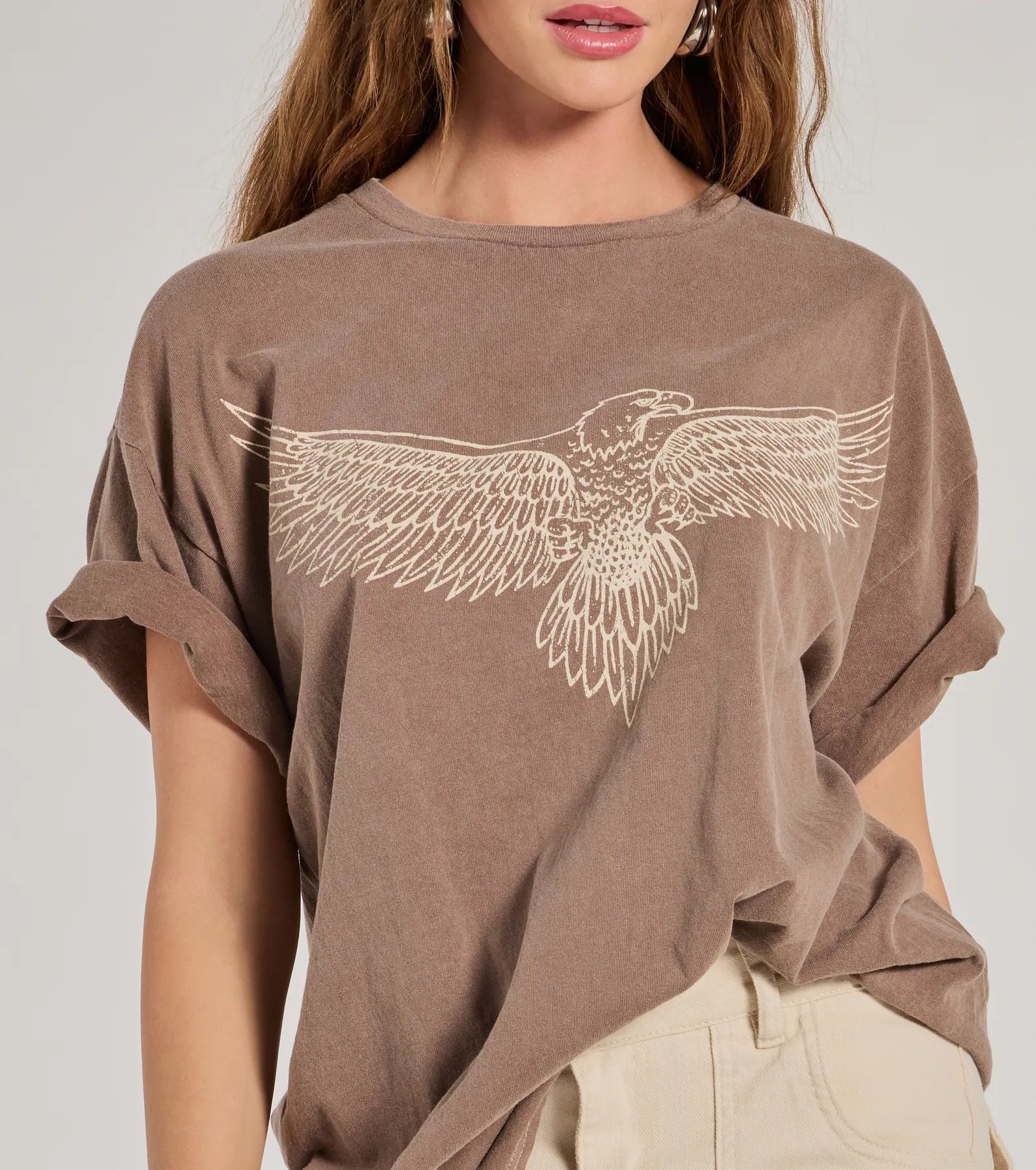 Edgy Trend Eagle Oversized Graphic Tee