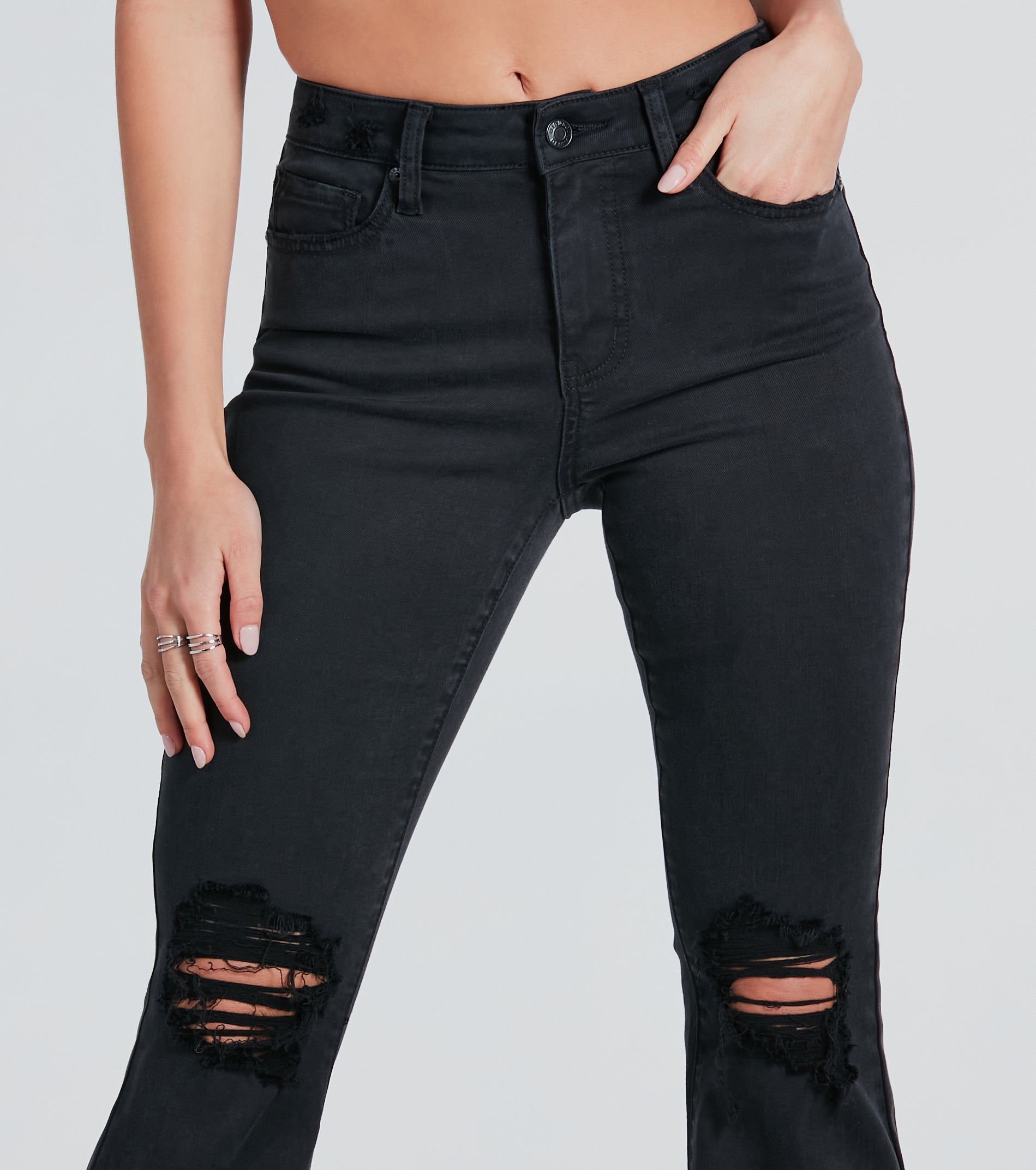 Bri High-Rise Destructed Flared Jeans by Windsor Denim