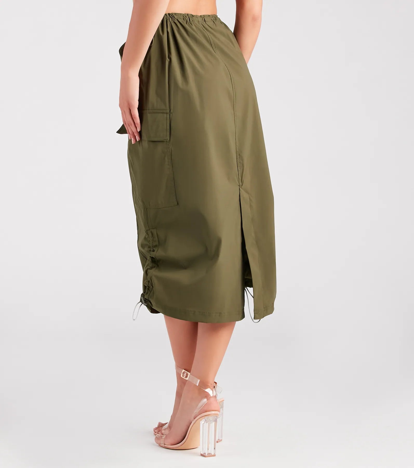 She's A Trendsetter Nylon Parachute Midi Skirt