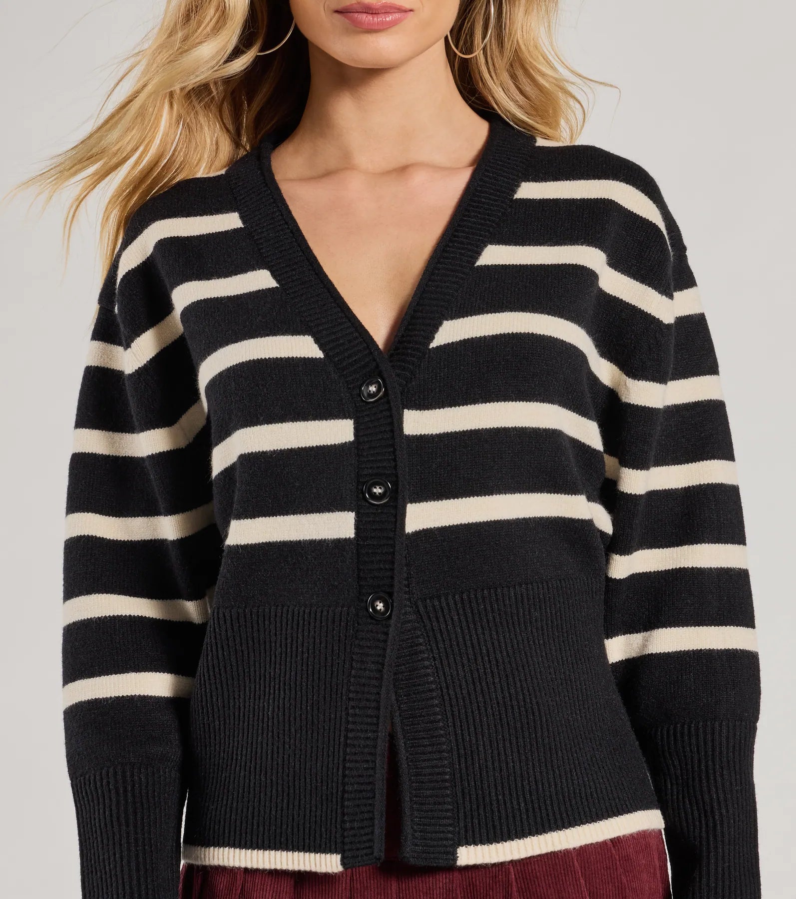 Classic And Cozy Striped Knit Oversized Cardigan