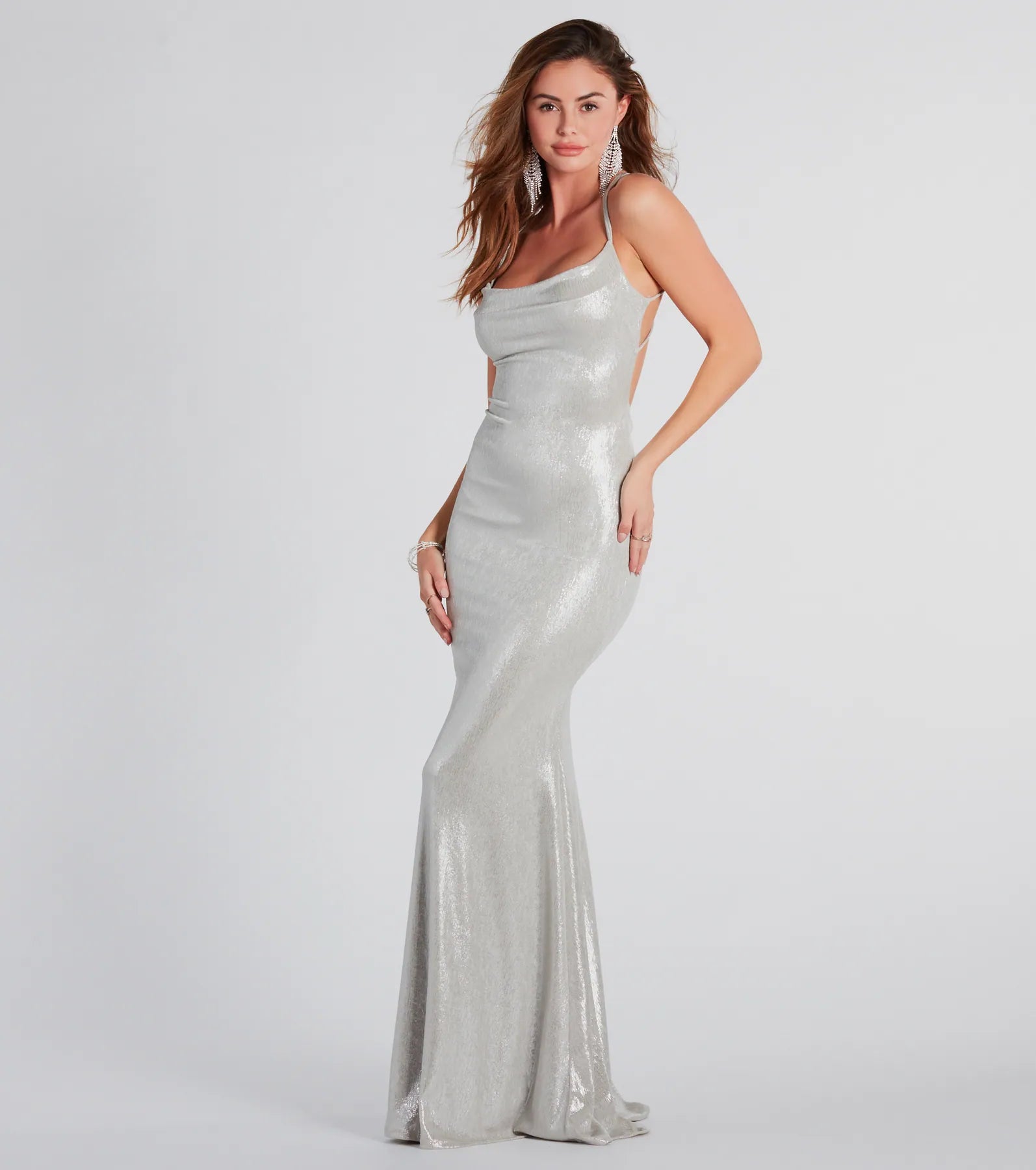 Kate Formal Metallic Open Back Mermaid Dress