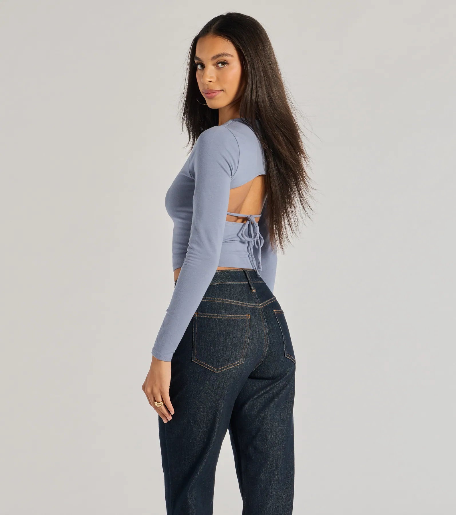 Elevated Staple Open Back Long Sleeve Top