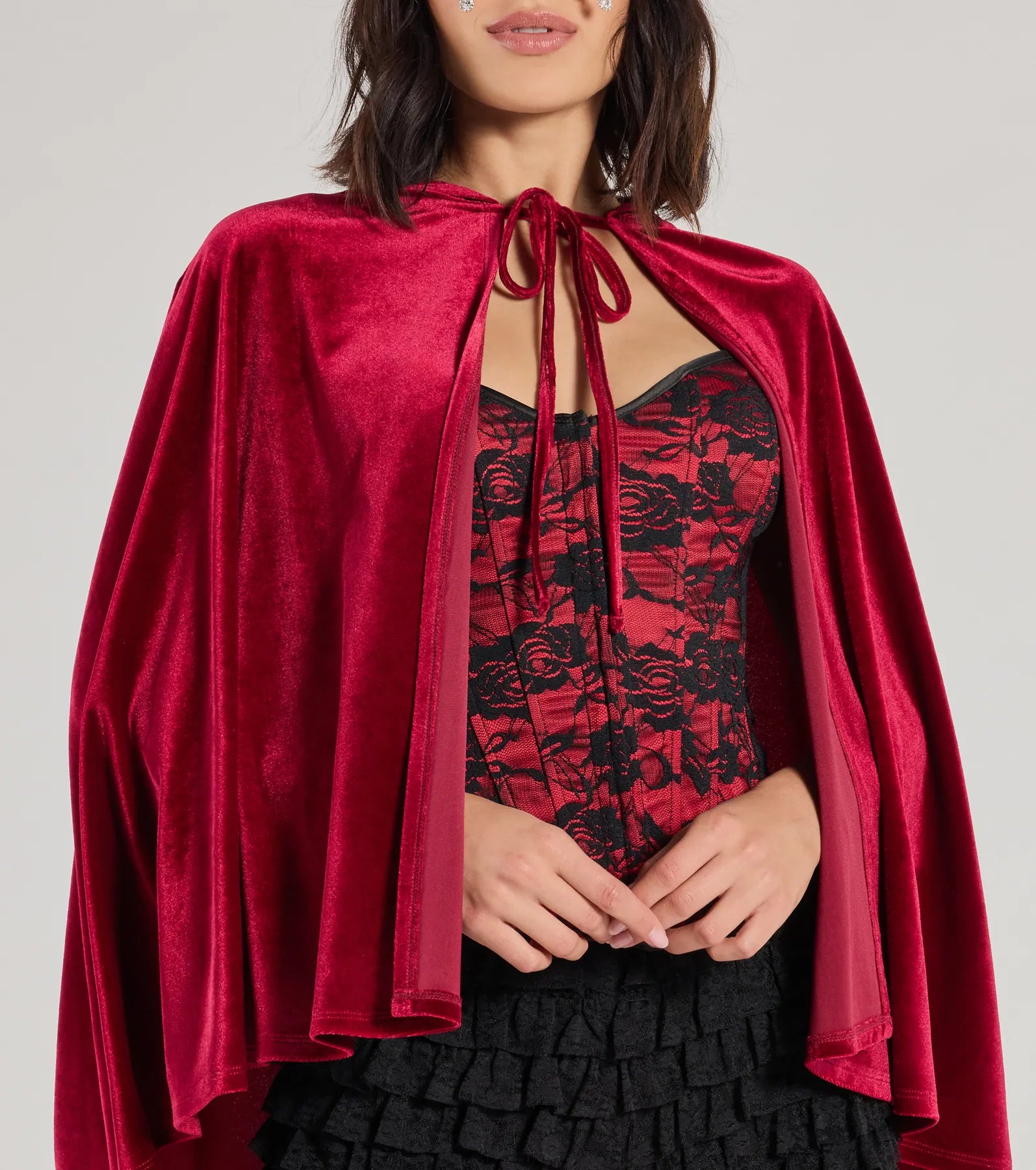 Spooky And Sultry Velvet Hooded Cape