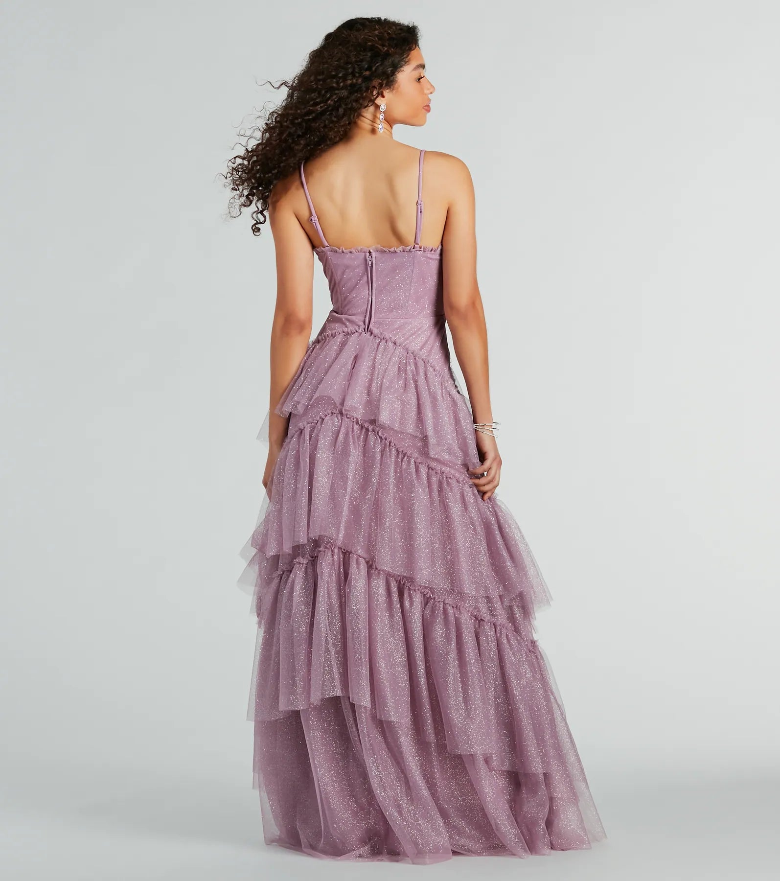 Saylor Formal Glitter Tulle A-Line Long Dress