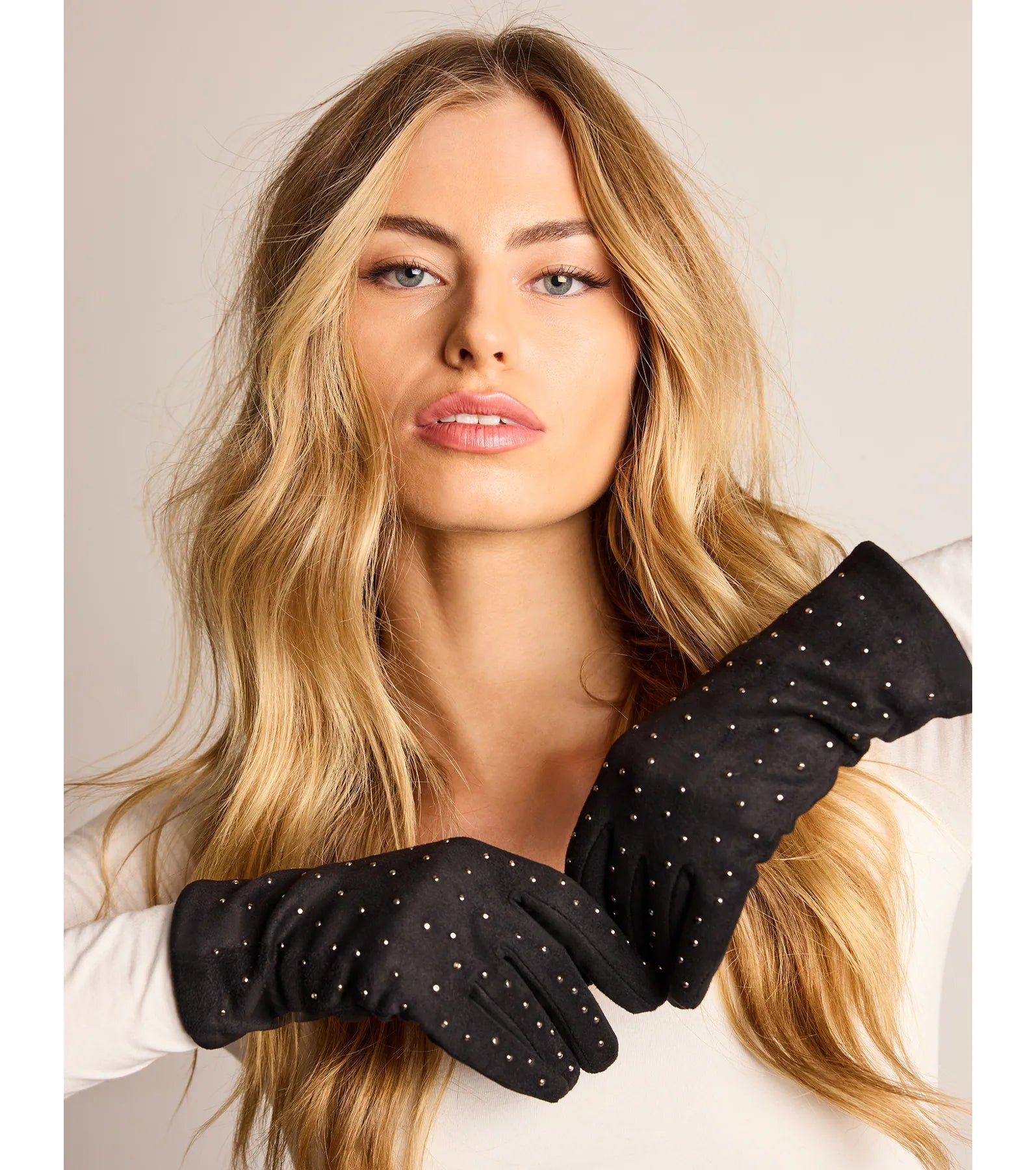 Sparkle Moment Faux Suede Rhinestone Gloves