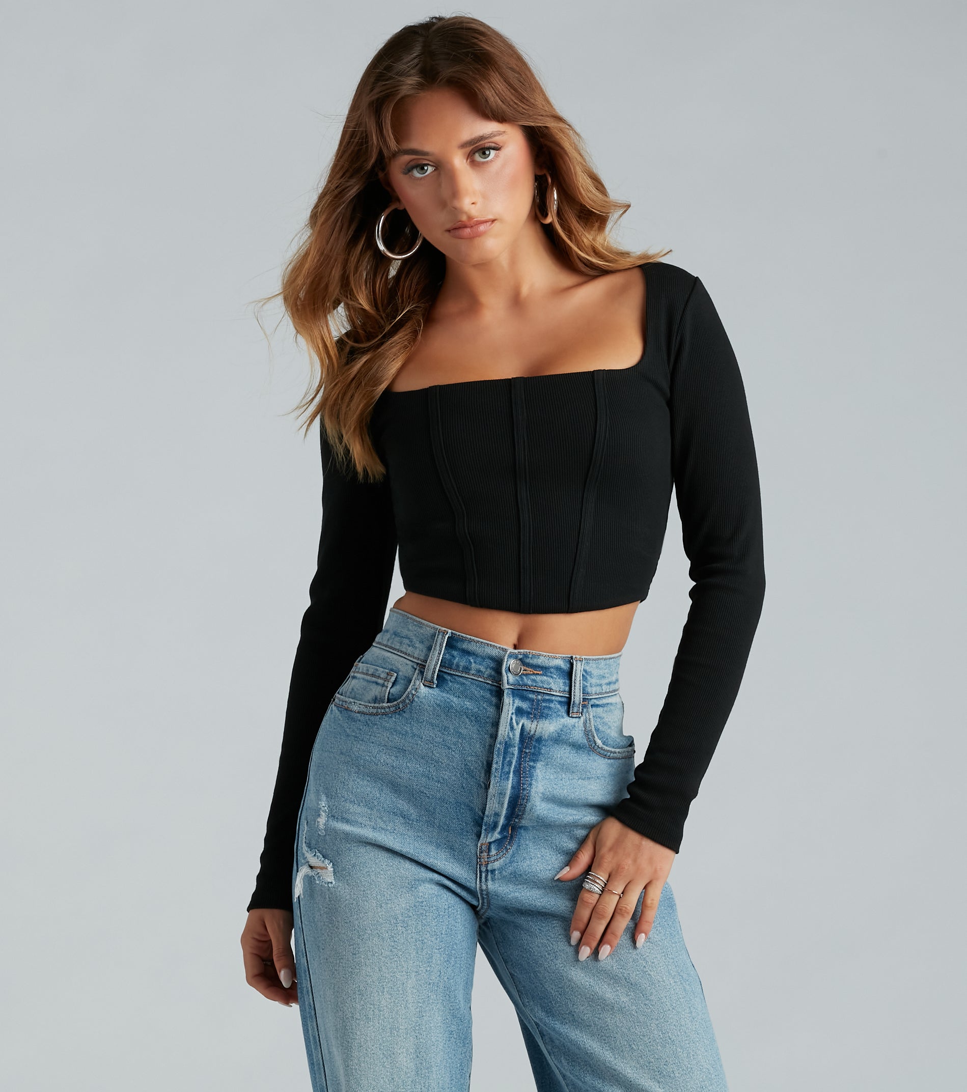 Keep It Tight Rib Knit Corset Crop Top