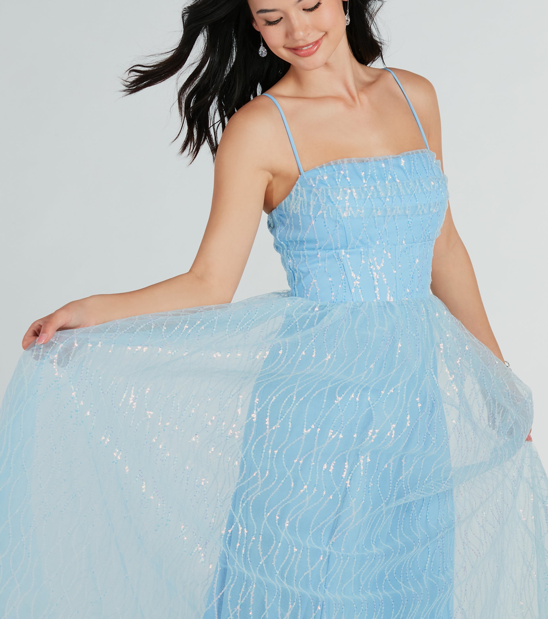 Amiyah Formal Sequin Tulle Corset A-Line Dress