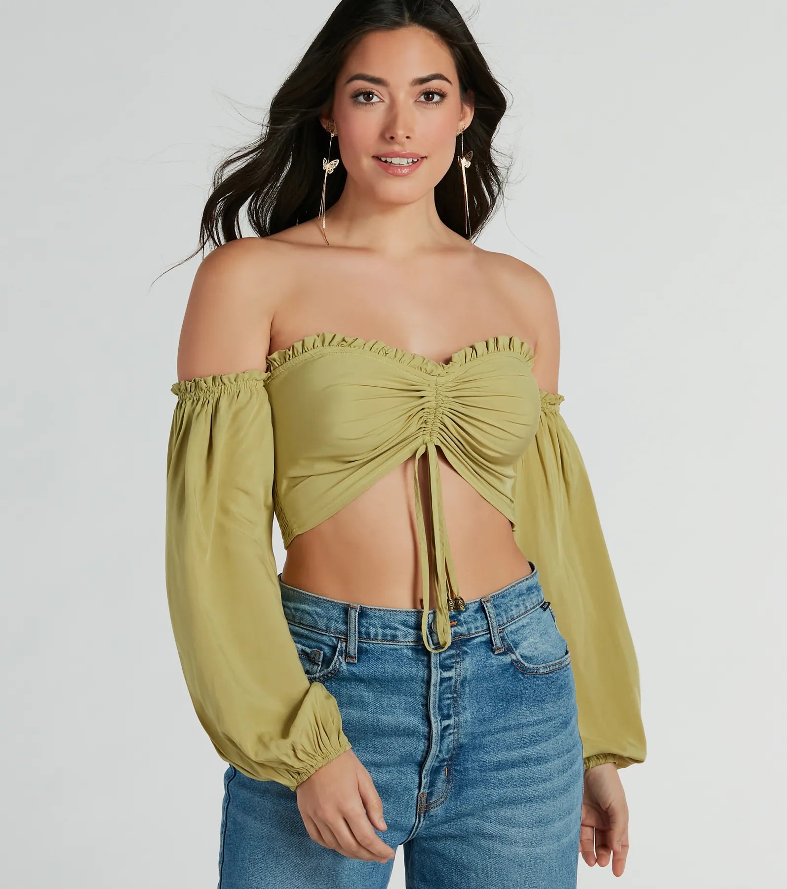 Alluring Daydream Off-The-Shoulder Crop Top