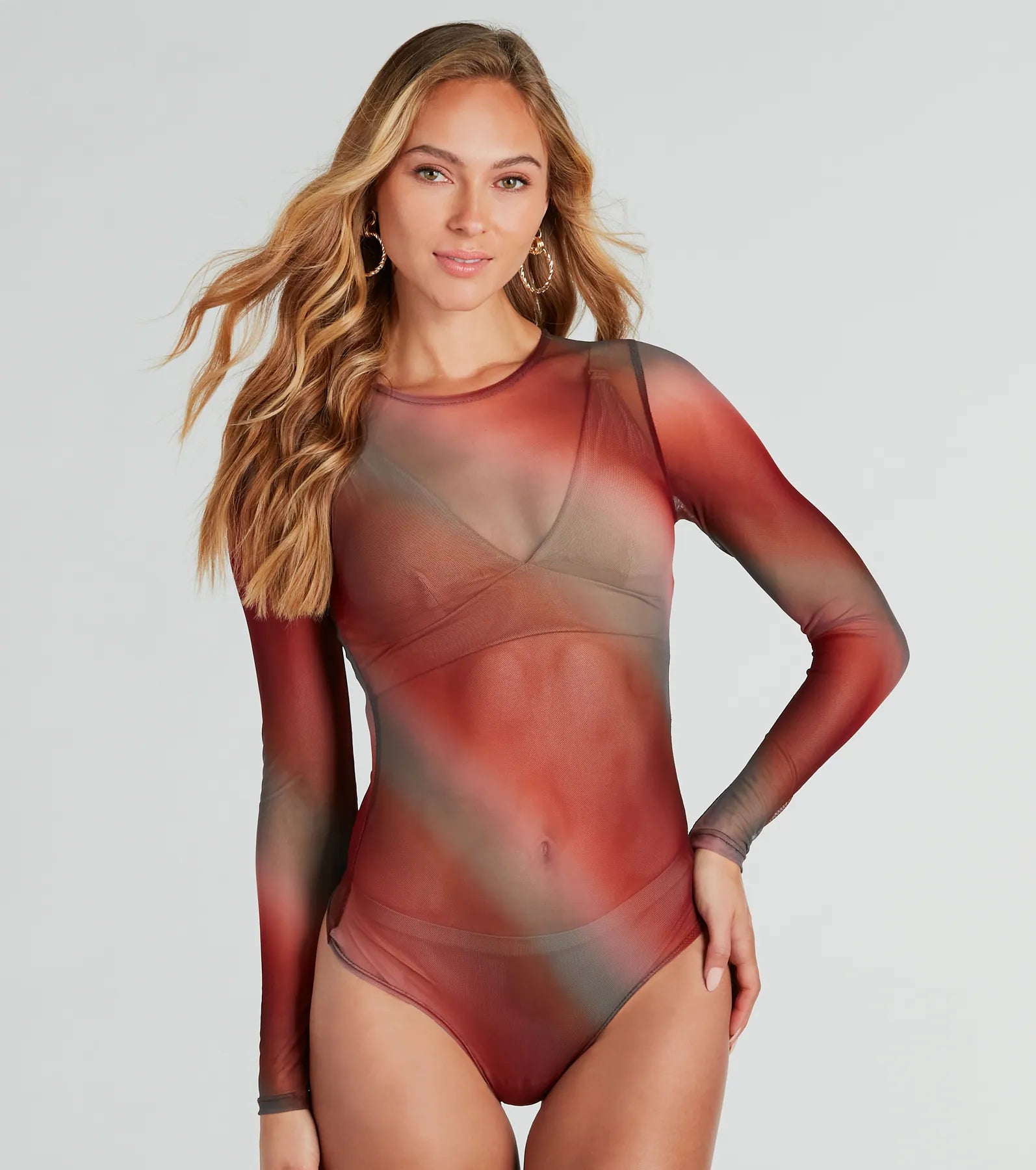 Here To Allure Ombre Sheer Mesh Bodysuit