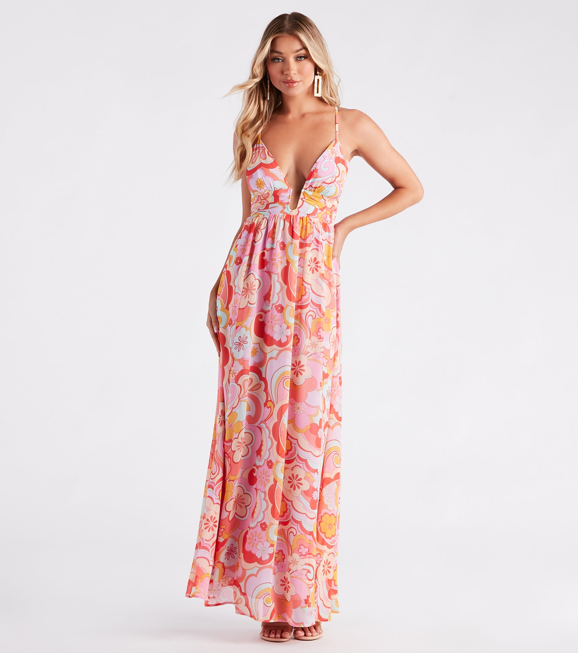 Electric Love Chiffon Floral Maxi Dress