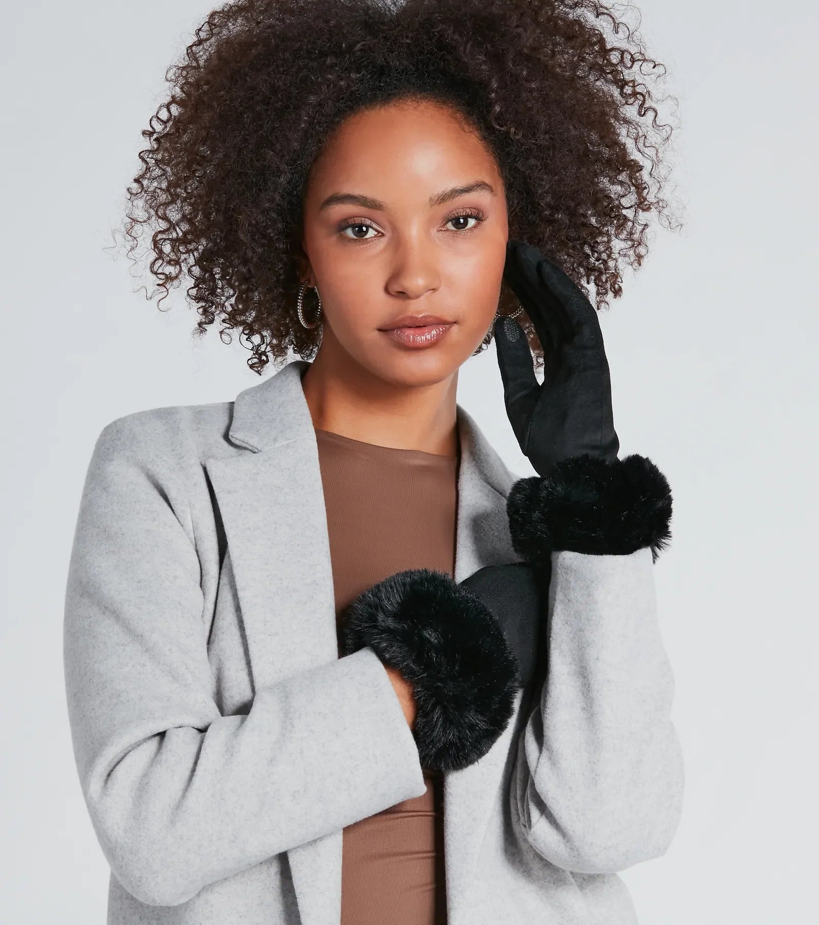 Cold Weather Luxe Faux Fur Trim Gloves