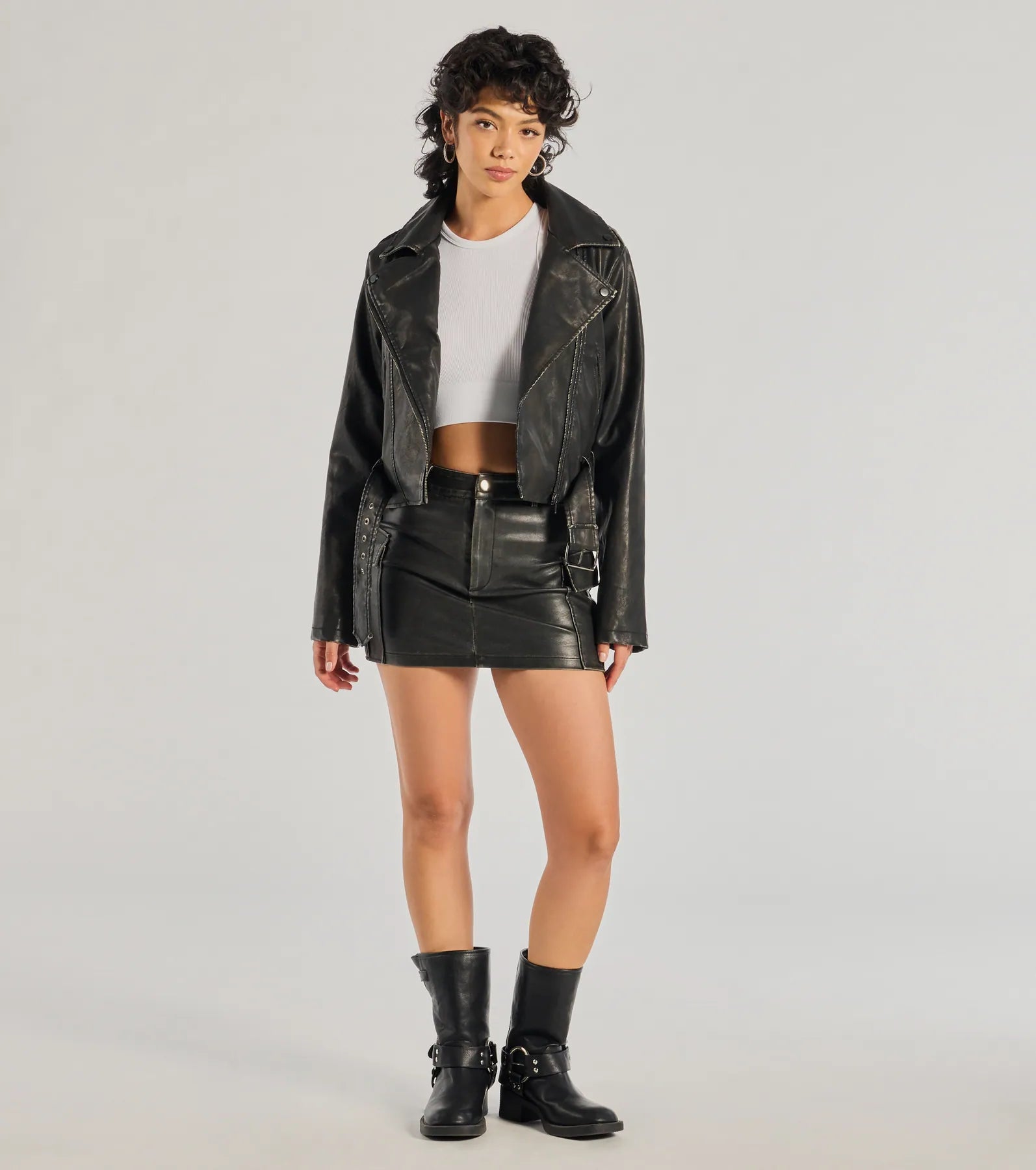 Shift Into Glam Faux Leather Moto Jacket