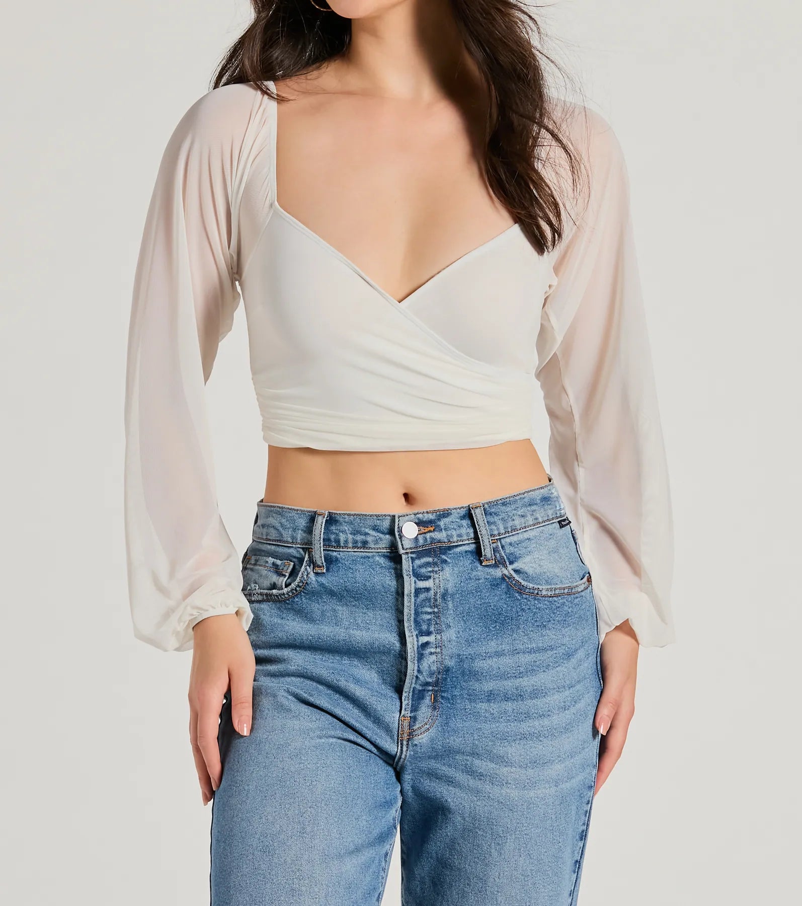 Ahead Of The Trend Surplice V-Neck Crop Top