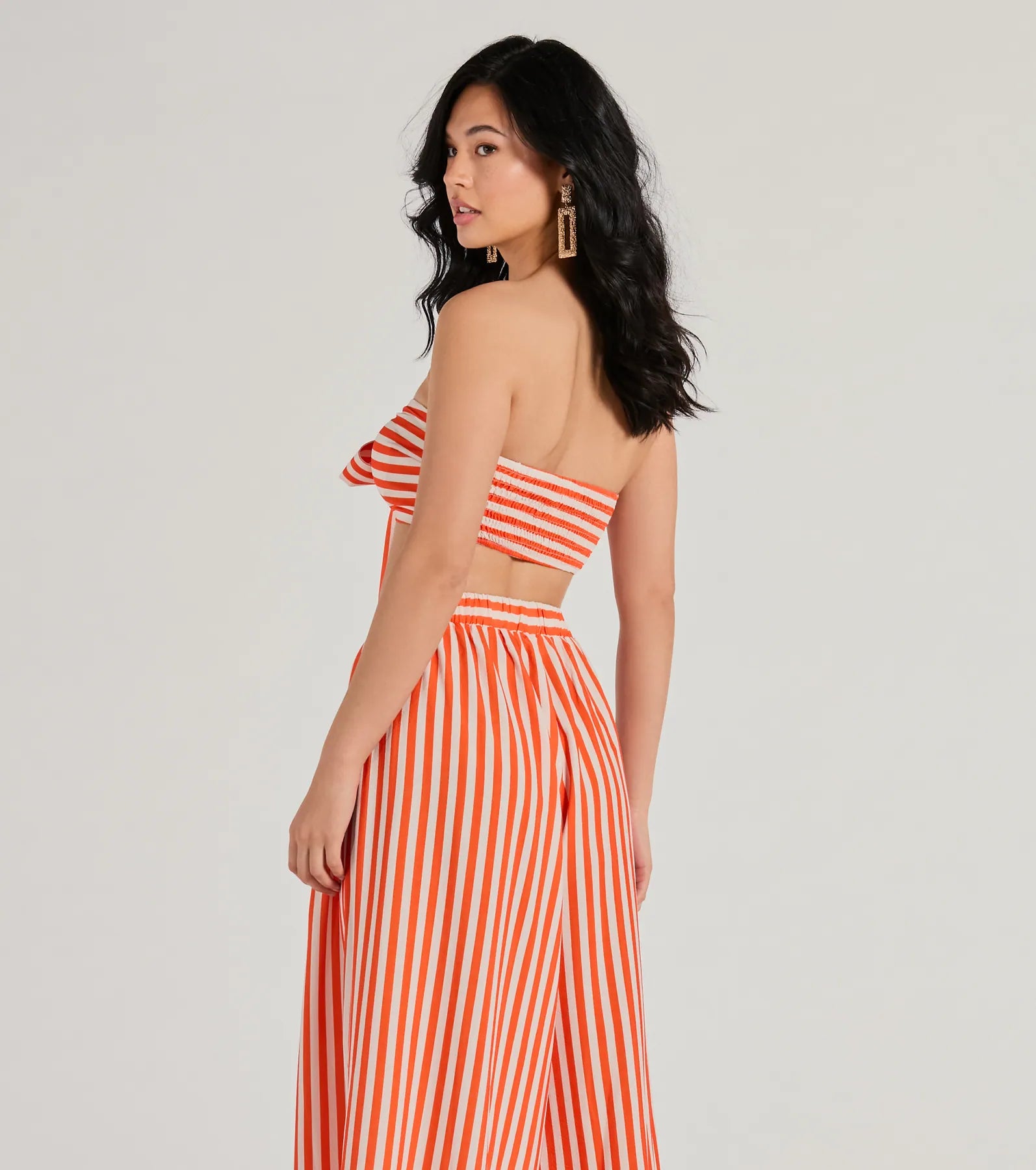 Festive Fun Strapless Striped Bandeau Crop Top