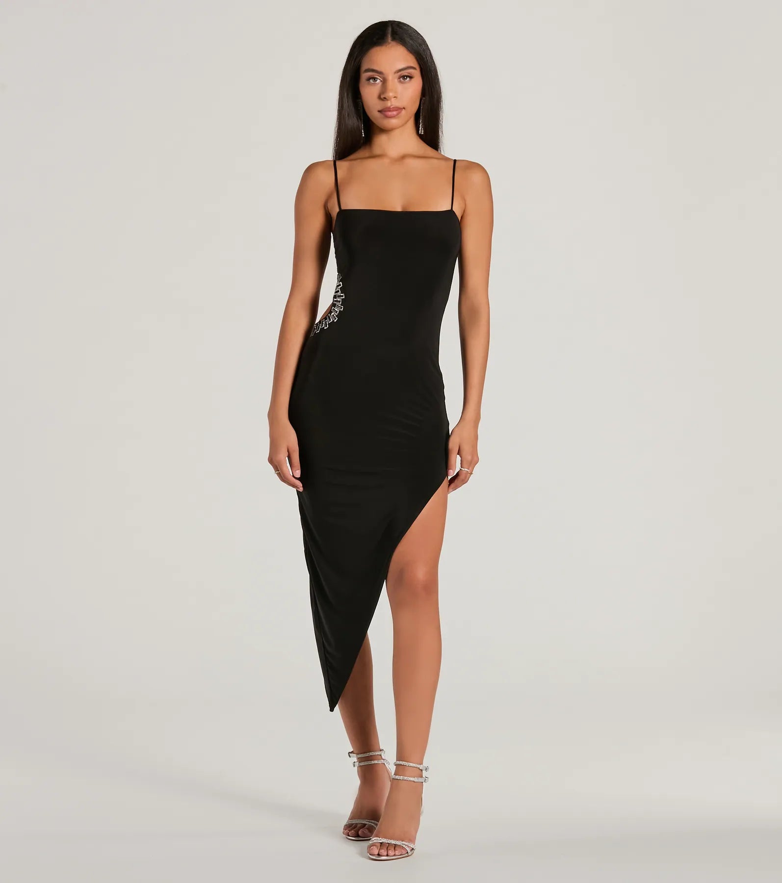 Ignite The Night Rhinestone Cutout Midi Dress