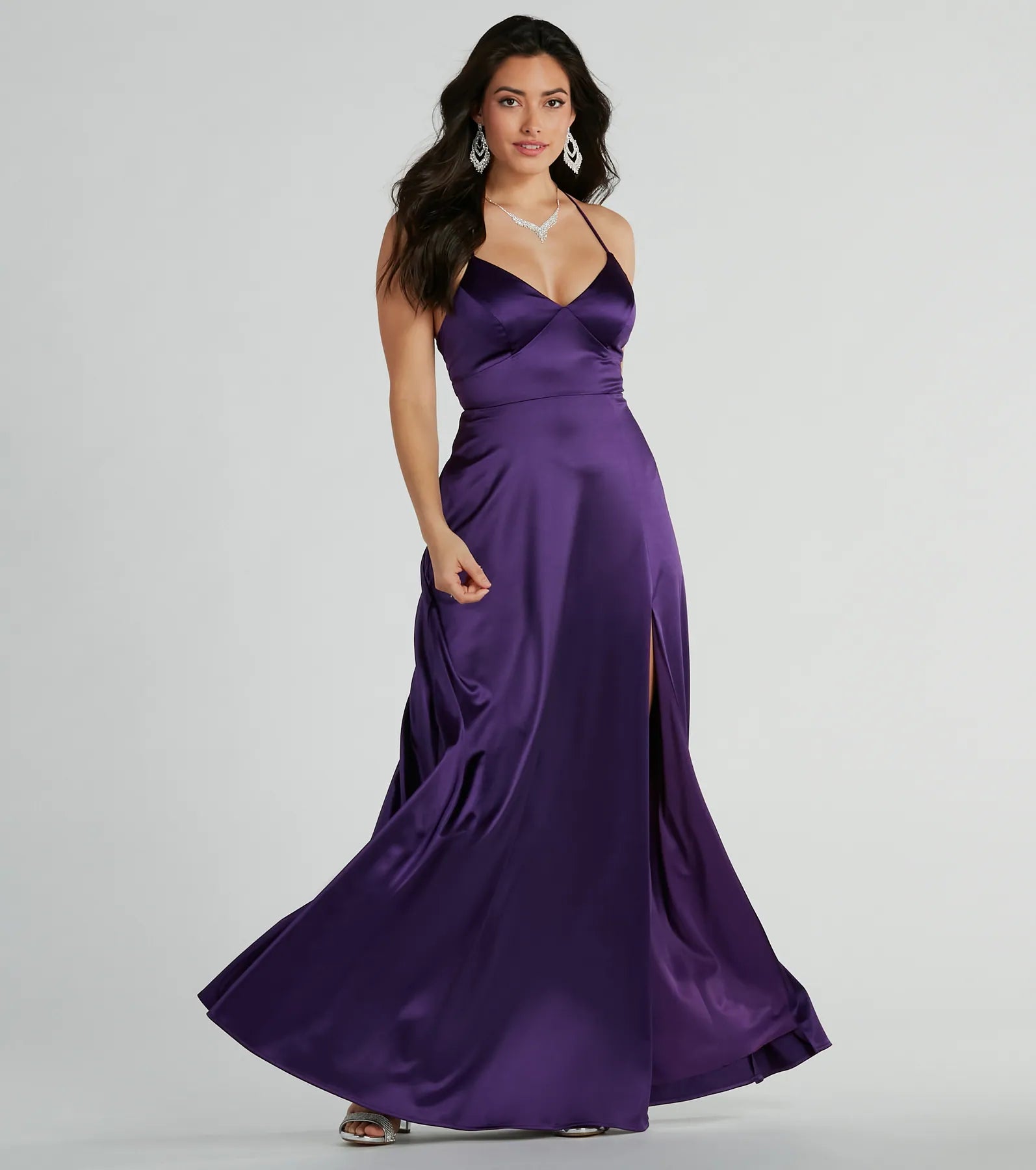 Vienna Lace-Up Satin A-Line Formal Dress