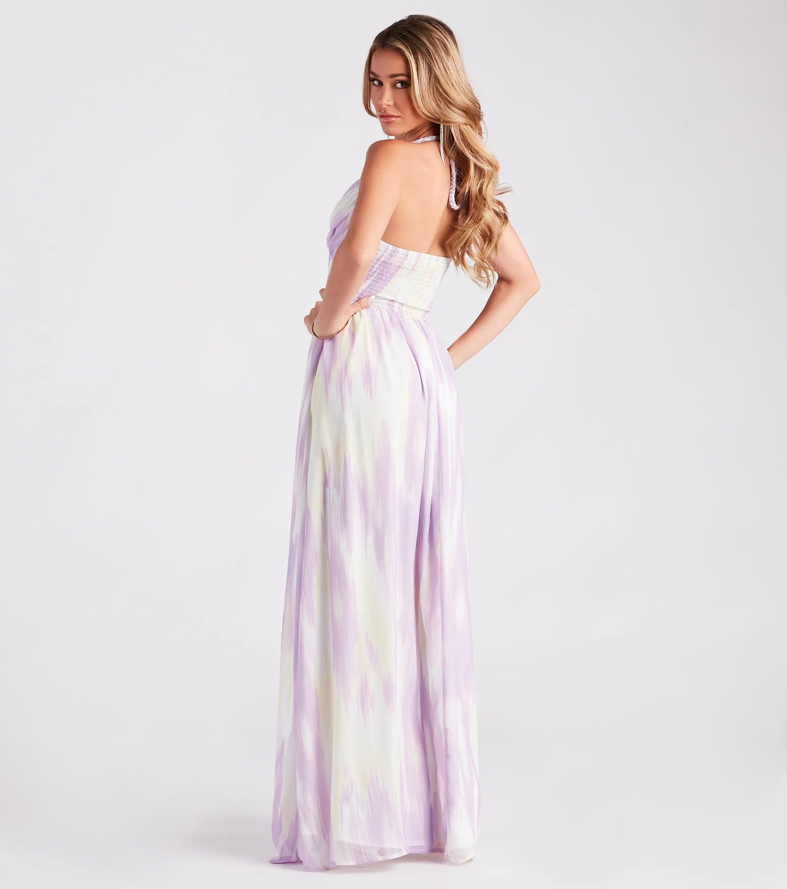 Living In Color Chiffon Halter Maxi Dress