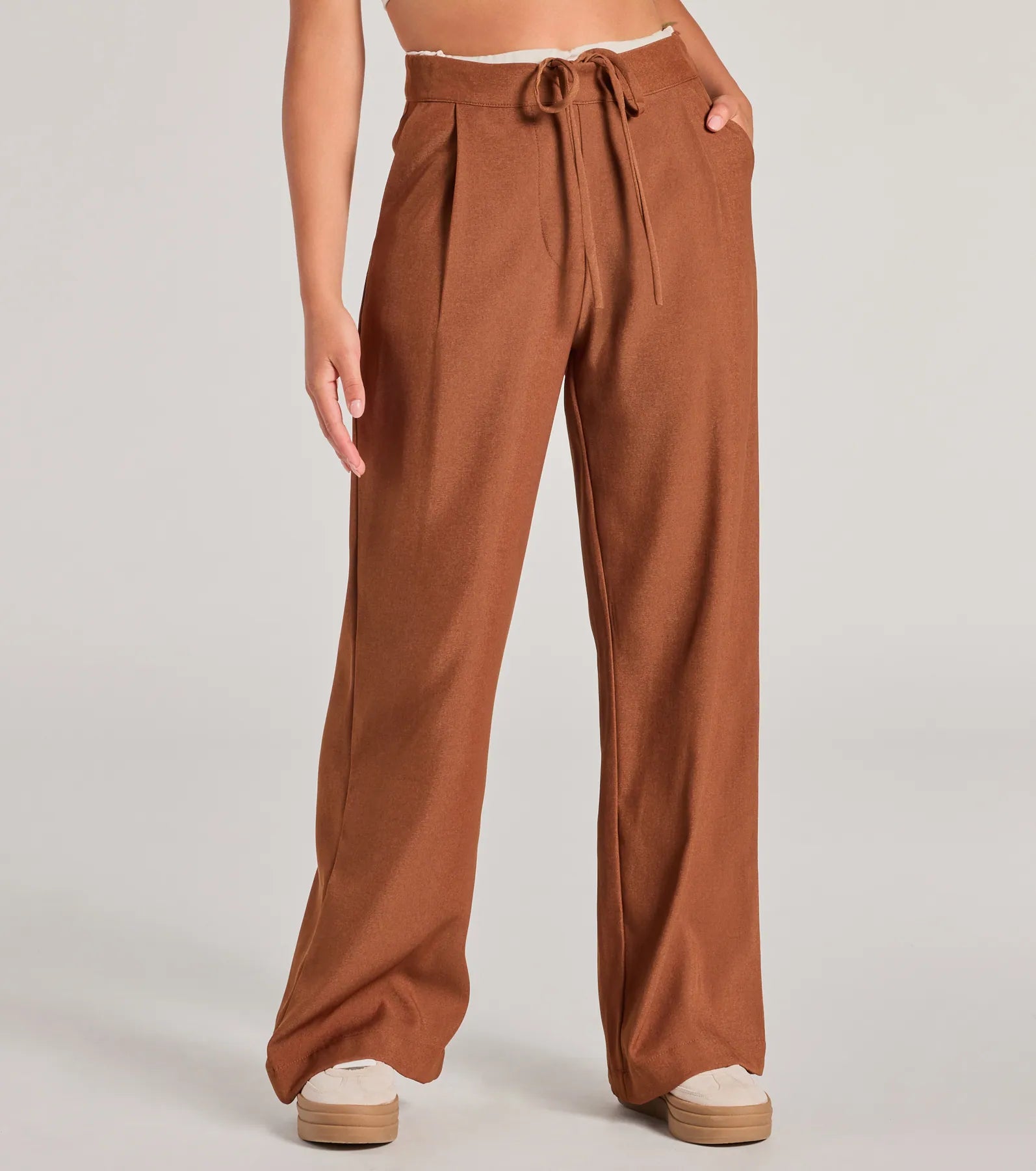 Trendy Muse Contrast Waist Trouser Pants