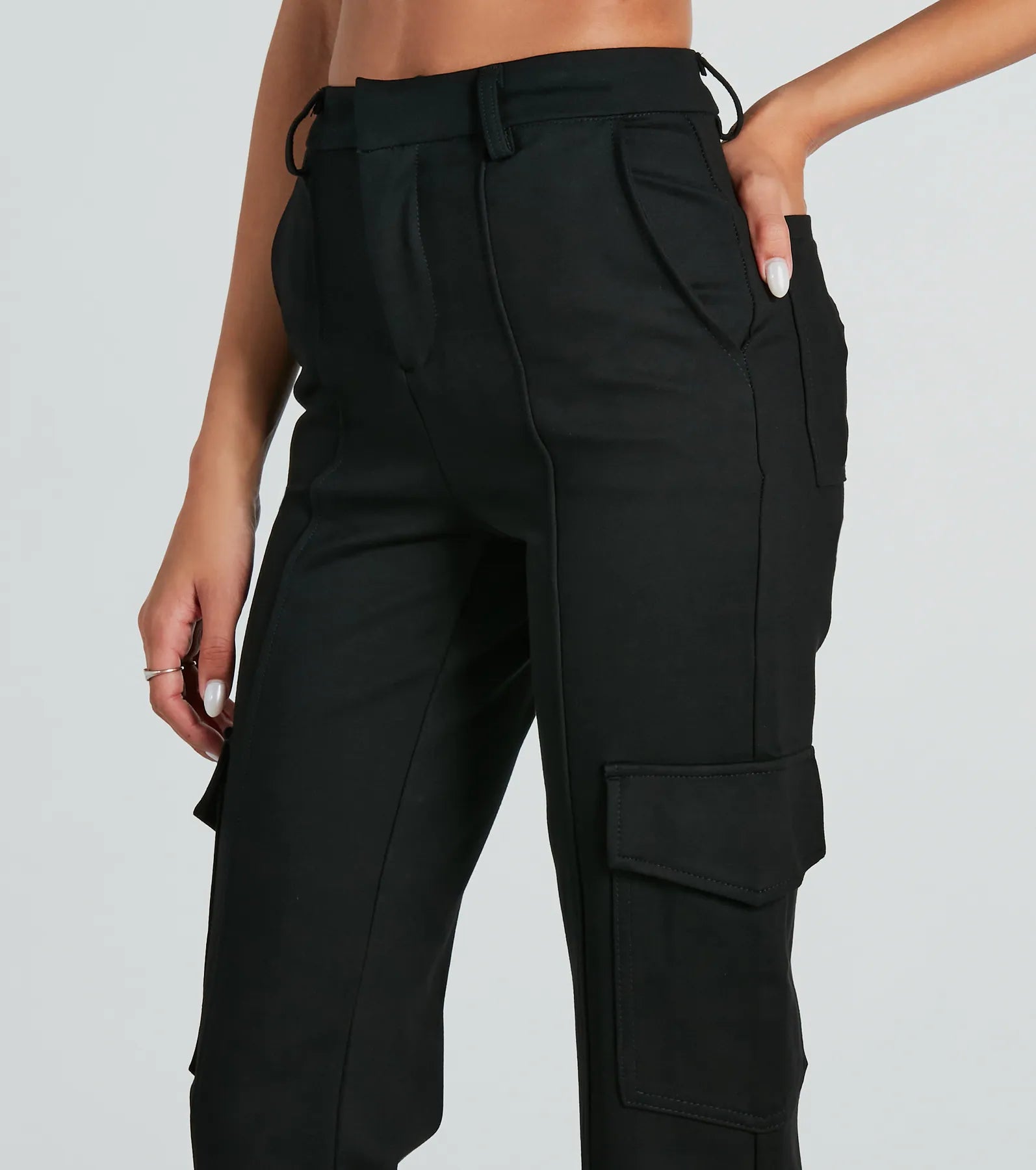 Looking Casual And Chic Ponte Knit Cargo Pants