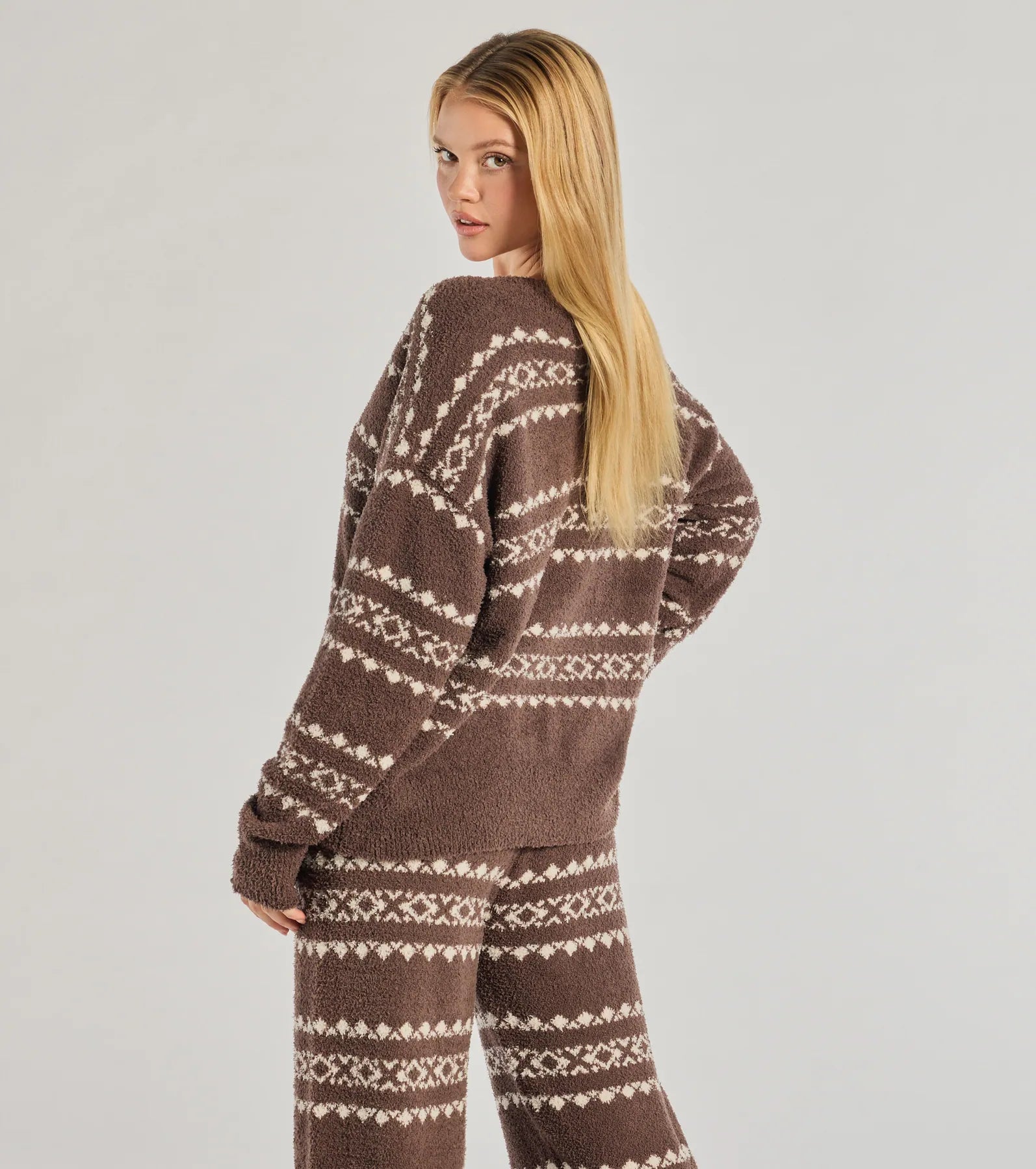 Cozy Wonderland Fair Isle Chenille Knit Pajama Top