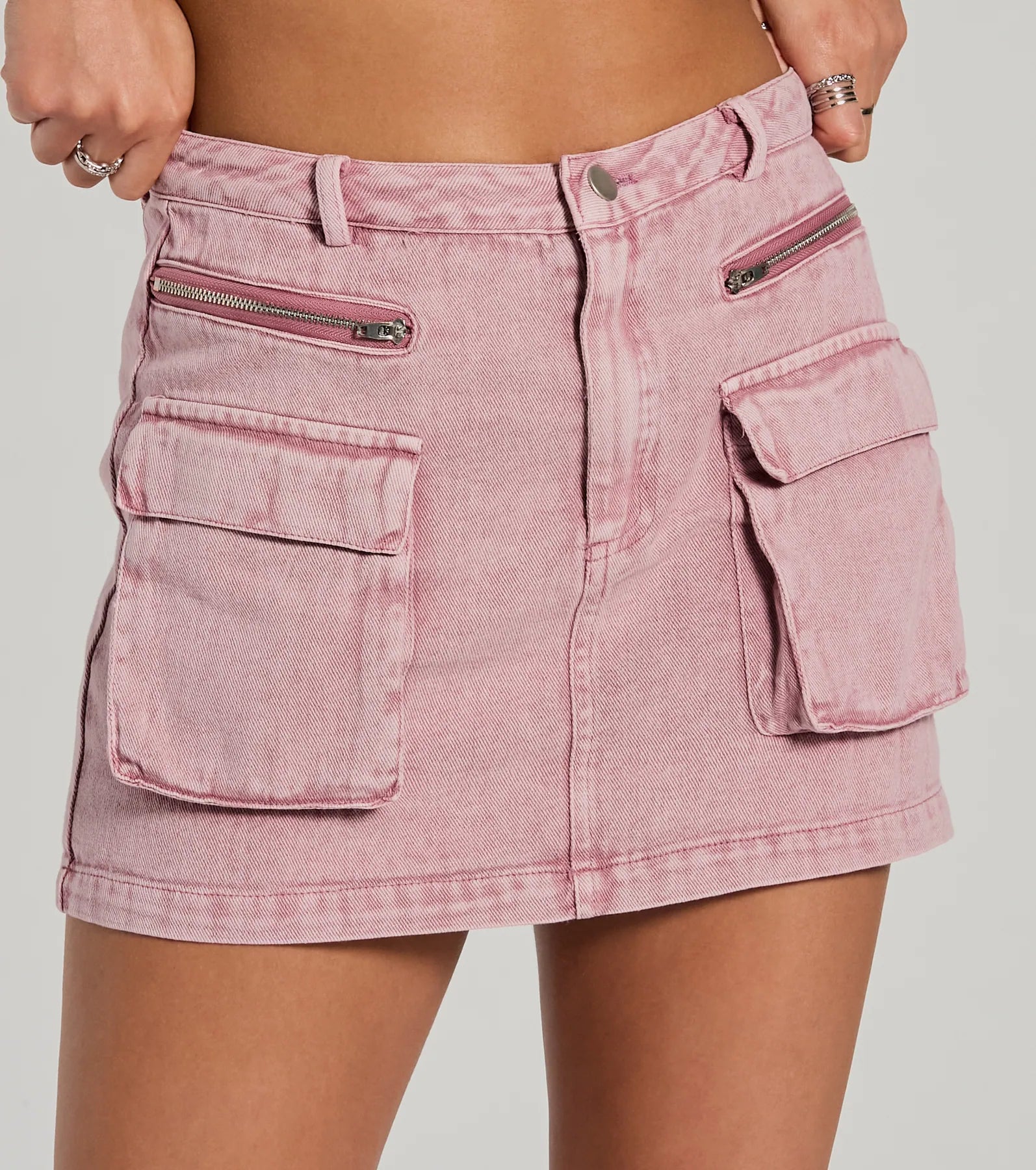 Cool Factor Cargo Denim Mini Skirt