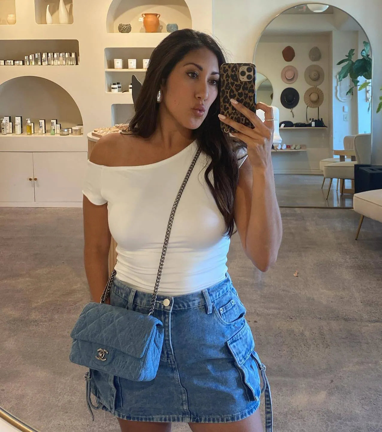 Cool And Confident Cargo Denim Mini Skirt