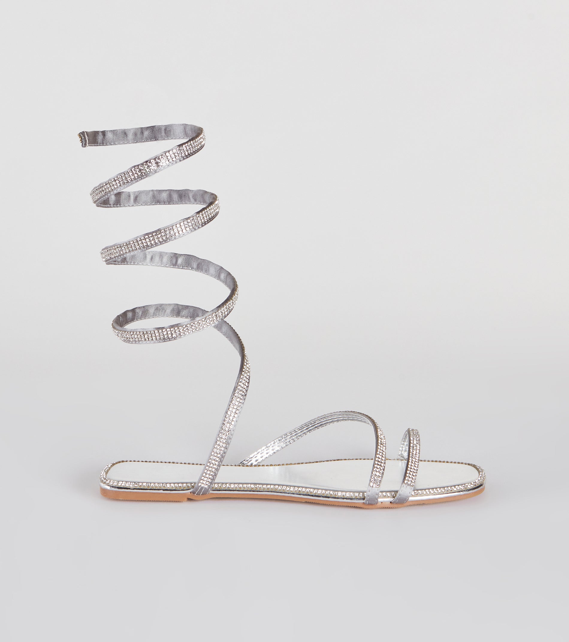 For A Spin Rhinestone Spiral Flat Sandals