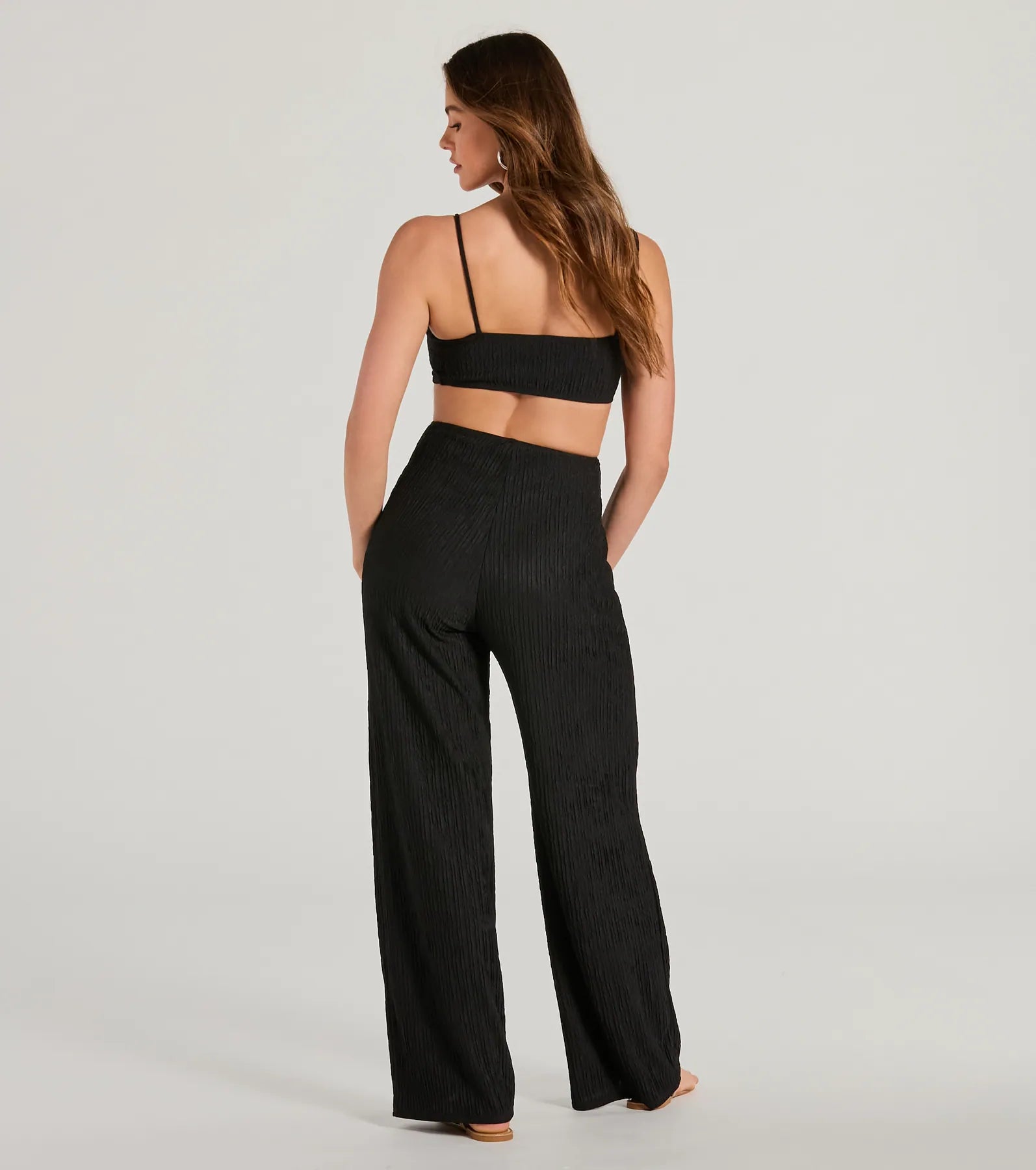 Flawless Vibes V-Neck Cutout Wide-Leg Jumpsuit