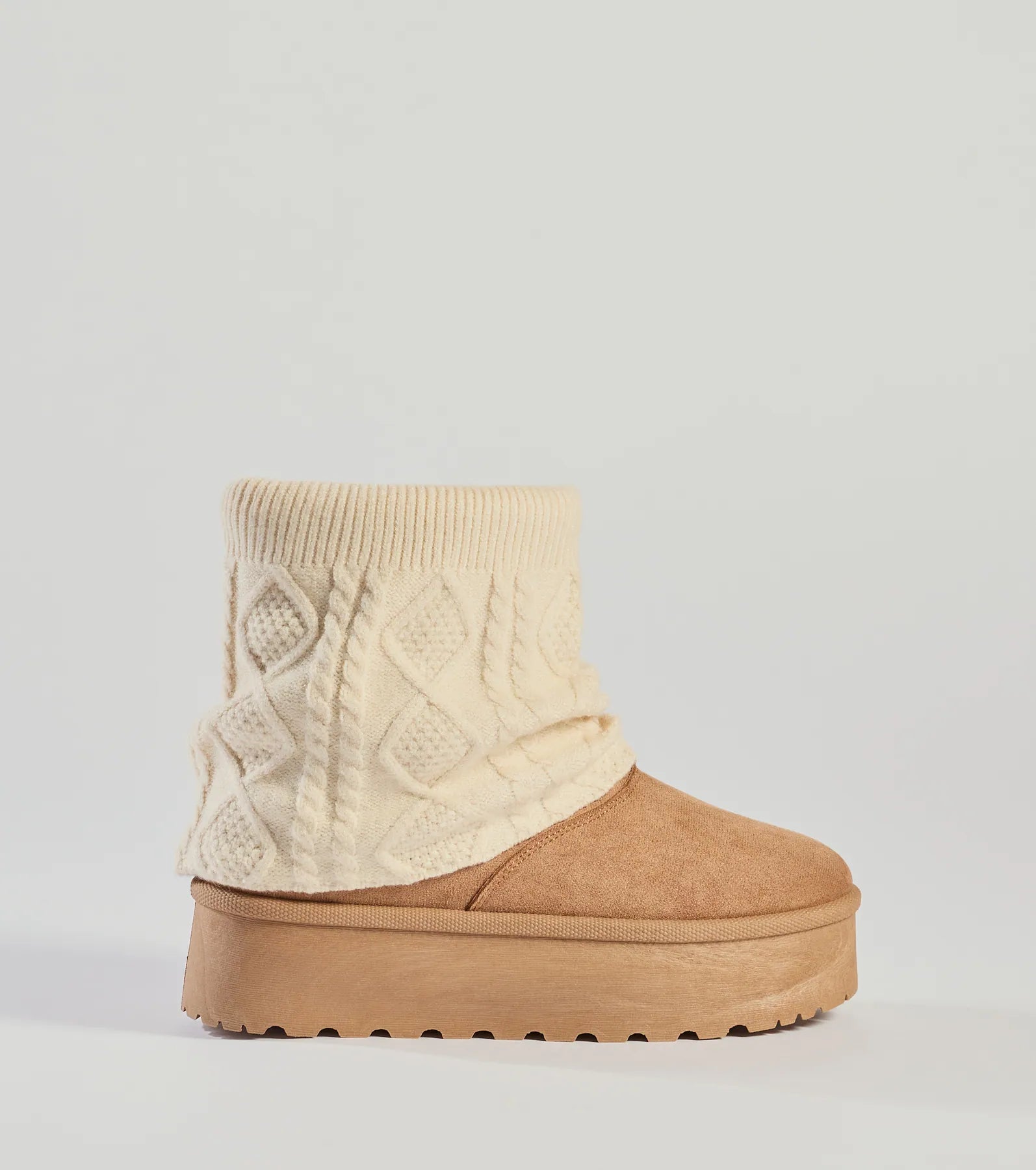 Cozy Vibes Cable Knit Platform Slippers