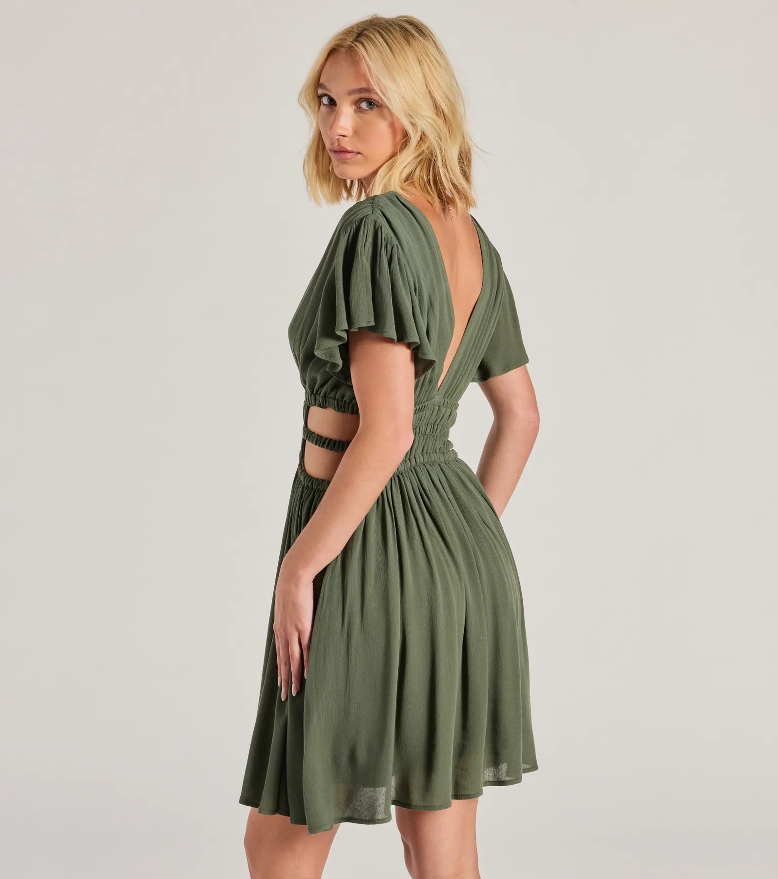 Spice Things Up V-Neck Cutout Skater Dress