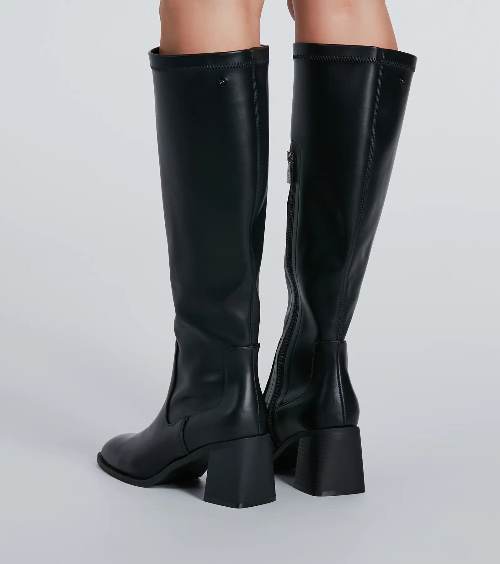 Sleek Strut Faux Leather Fitted Knee-High Boots