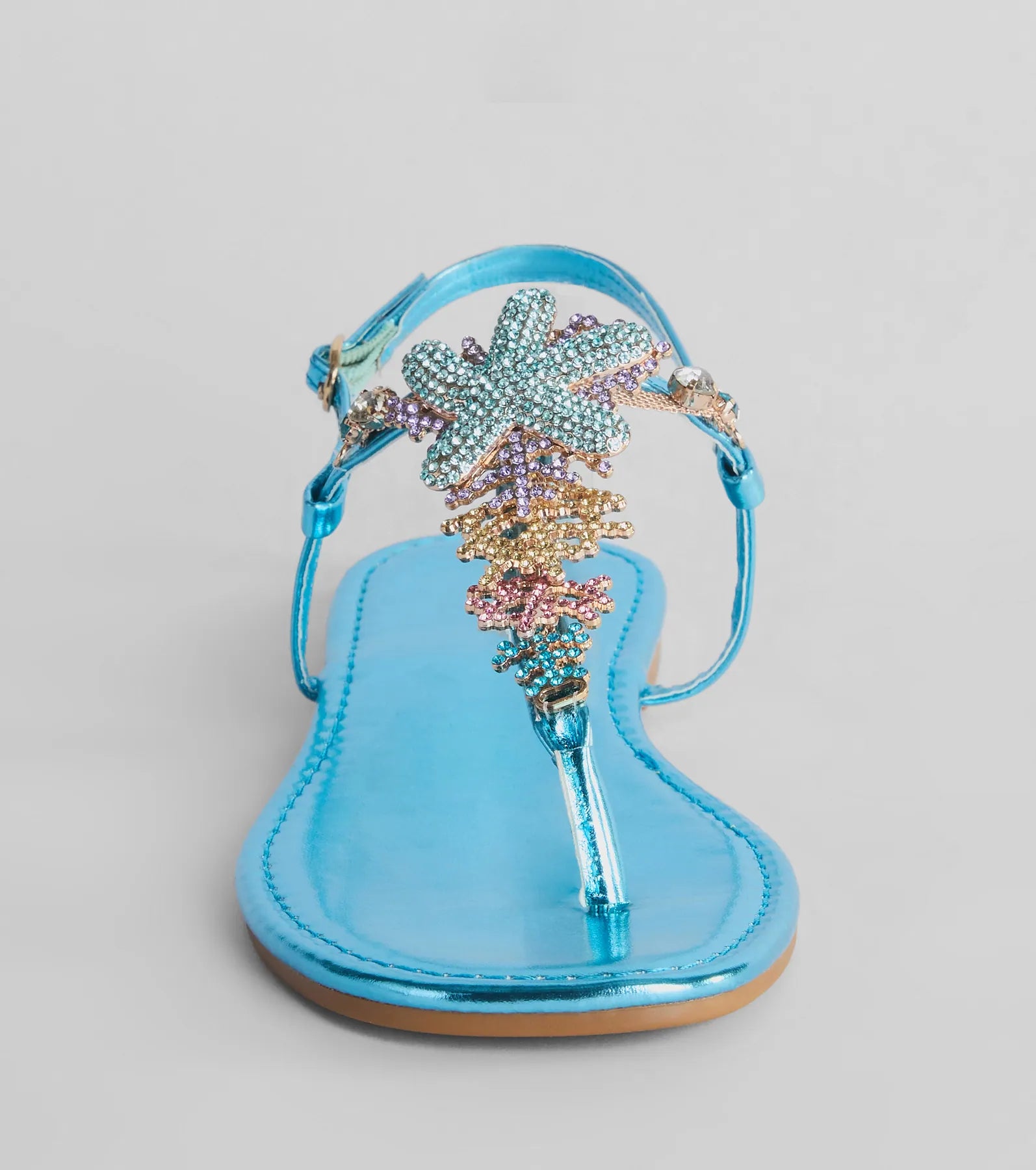 Sea Me Now Rhinestone Starfish Flat Sandals