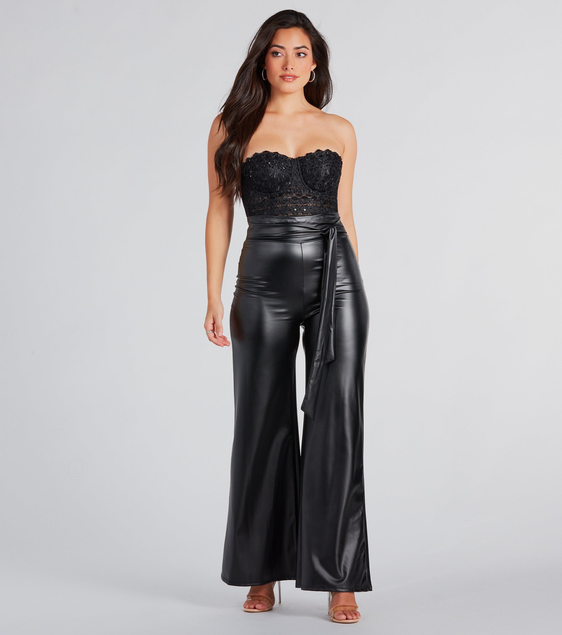 Feeling Sleek Faux Leather Wide-Leg Pants